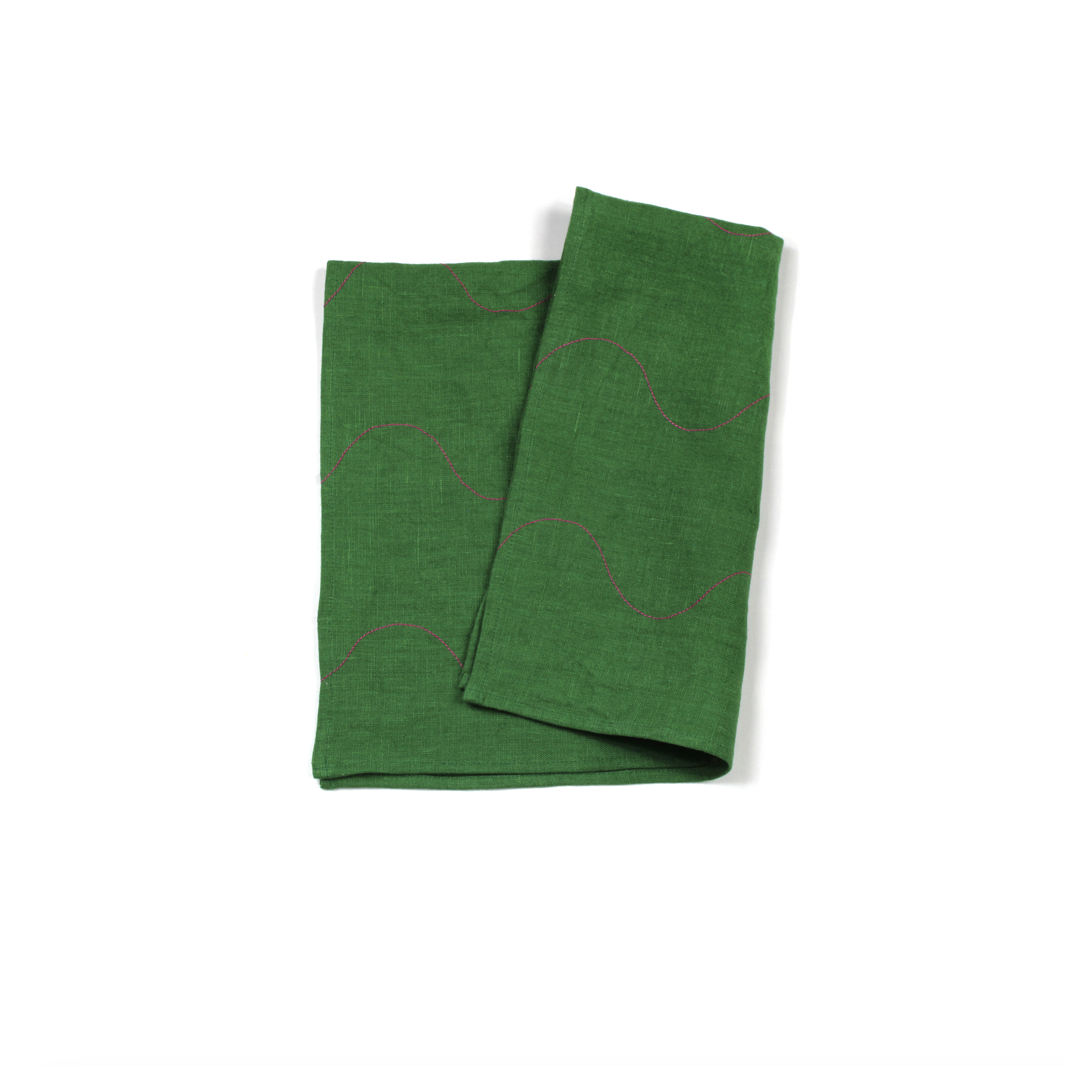 Green and Pink Wavy Tea Towel