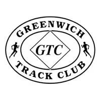 Greenwich Track Club logo with a diamond shape and the letters GTC inside, surrounded by an oval with running figures and the club's name.