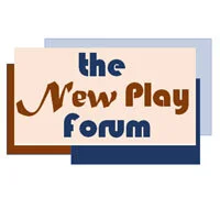 Logo of 'The New Play Forum' with stylized text and layered background.