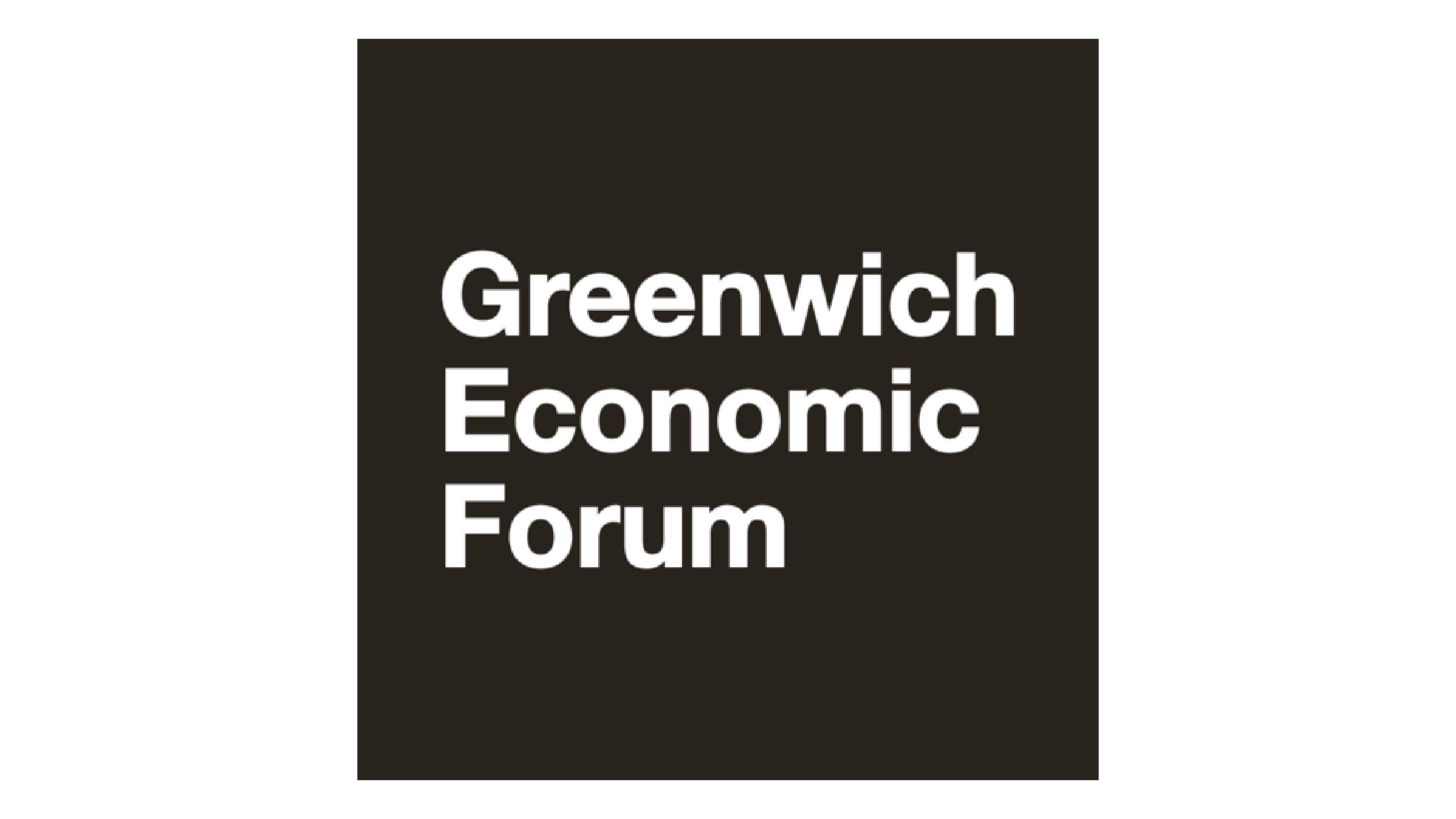 Black square background with white text that reads 'Greenwich Economic Forum'.