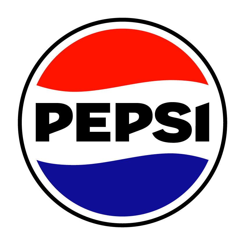 Pepsi logo with red, white, and blue colors on a black background.