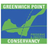 Greenwich Point Preserve & Conservarcy logo with green and blue colors and text