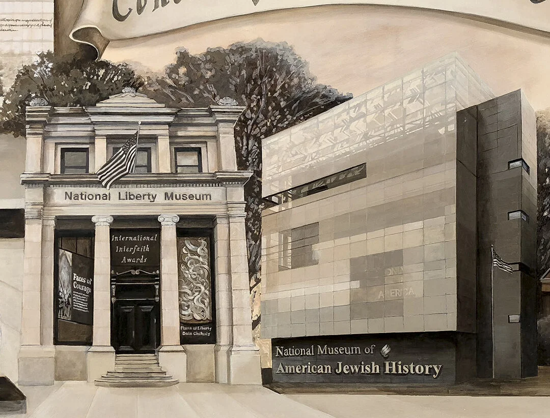 Concern for the Greater Good mural • 67 x 205" • philanthropy mural • 30 philanthropic programs, 2 countries, 95 portraits, 21 landmarks