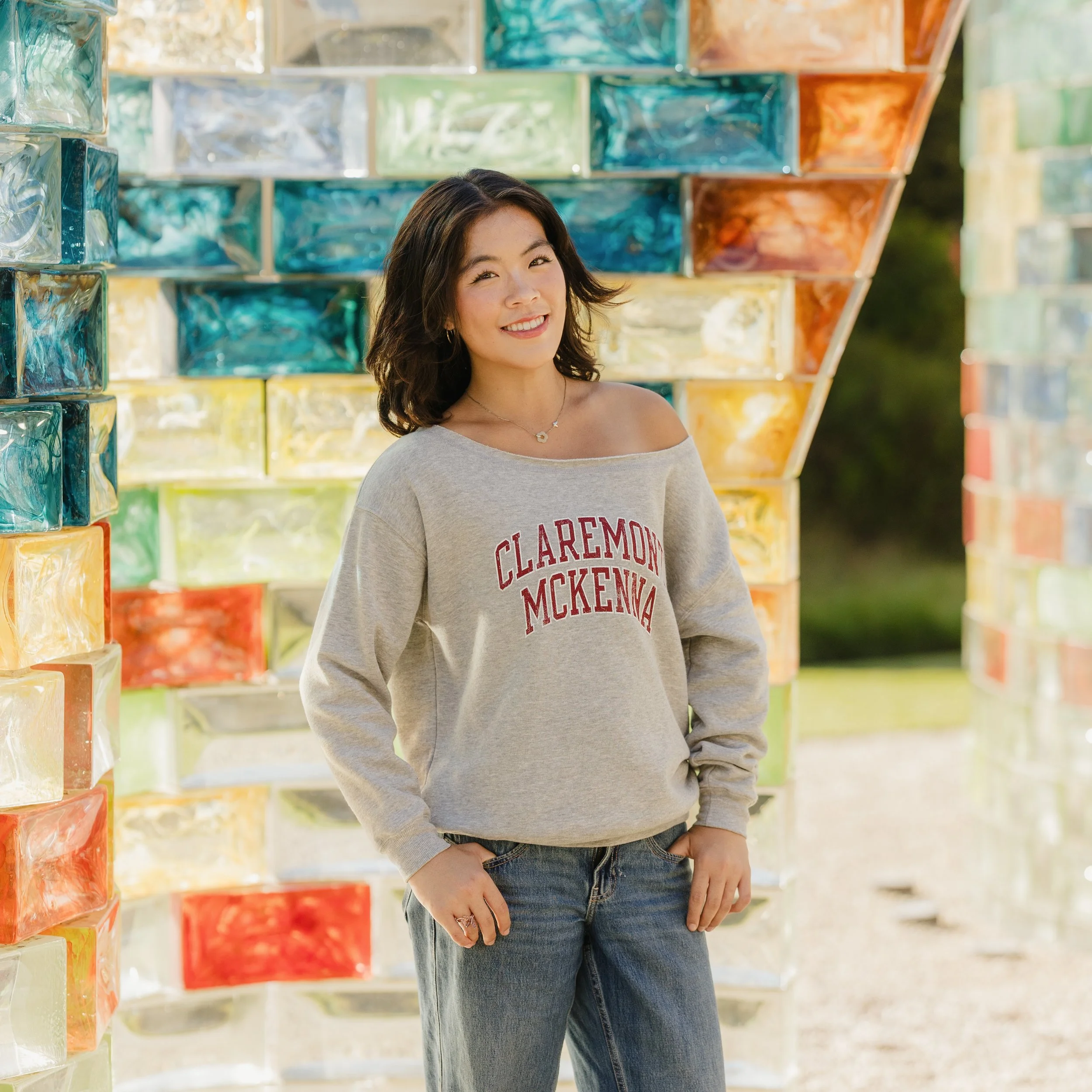 CMC Reverse Fleece Off-Shoulder Sweatshirt