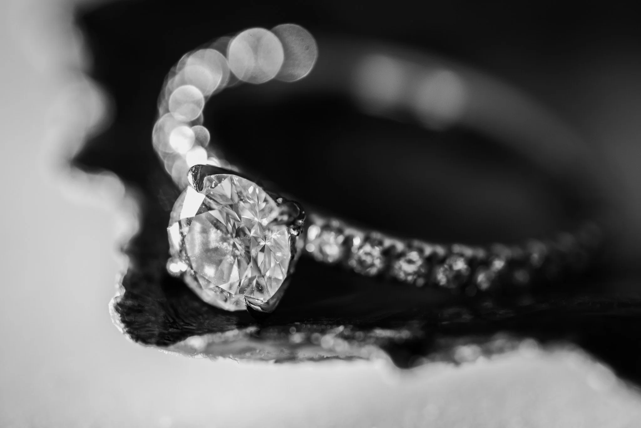 Wedding Ring, B&W, Clamshell, Close-up