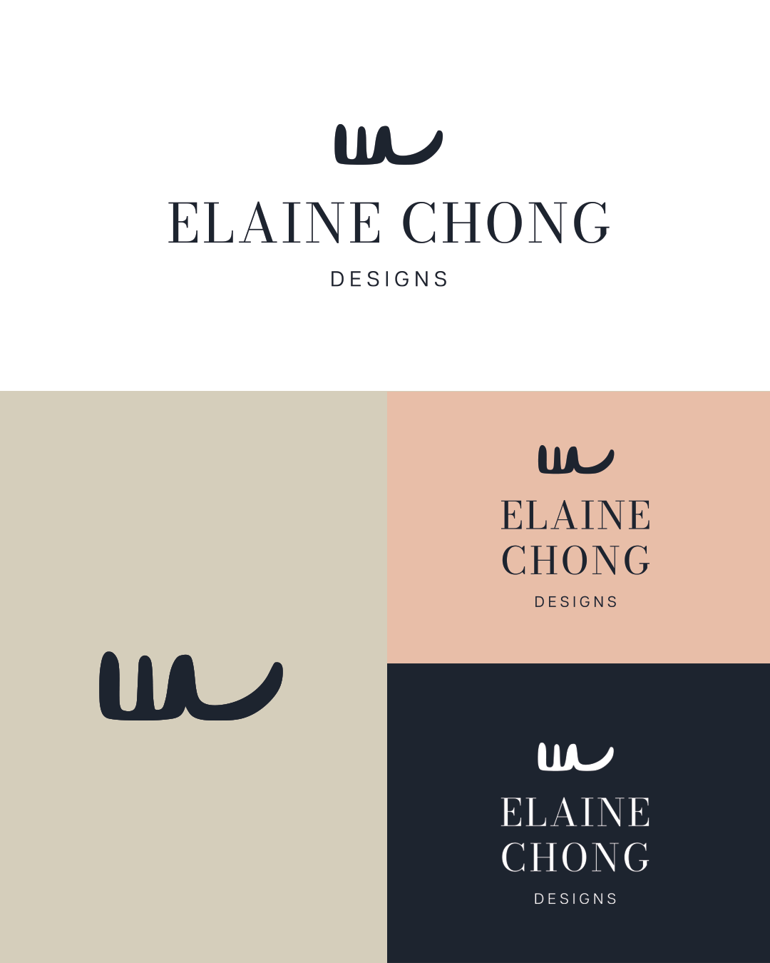 Julia Gomelsky Design for Elaine Chong Designs social media post, logo on brand colored background