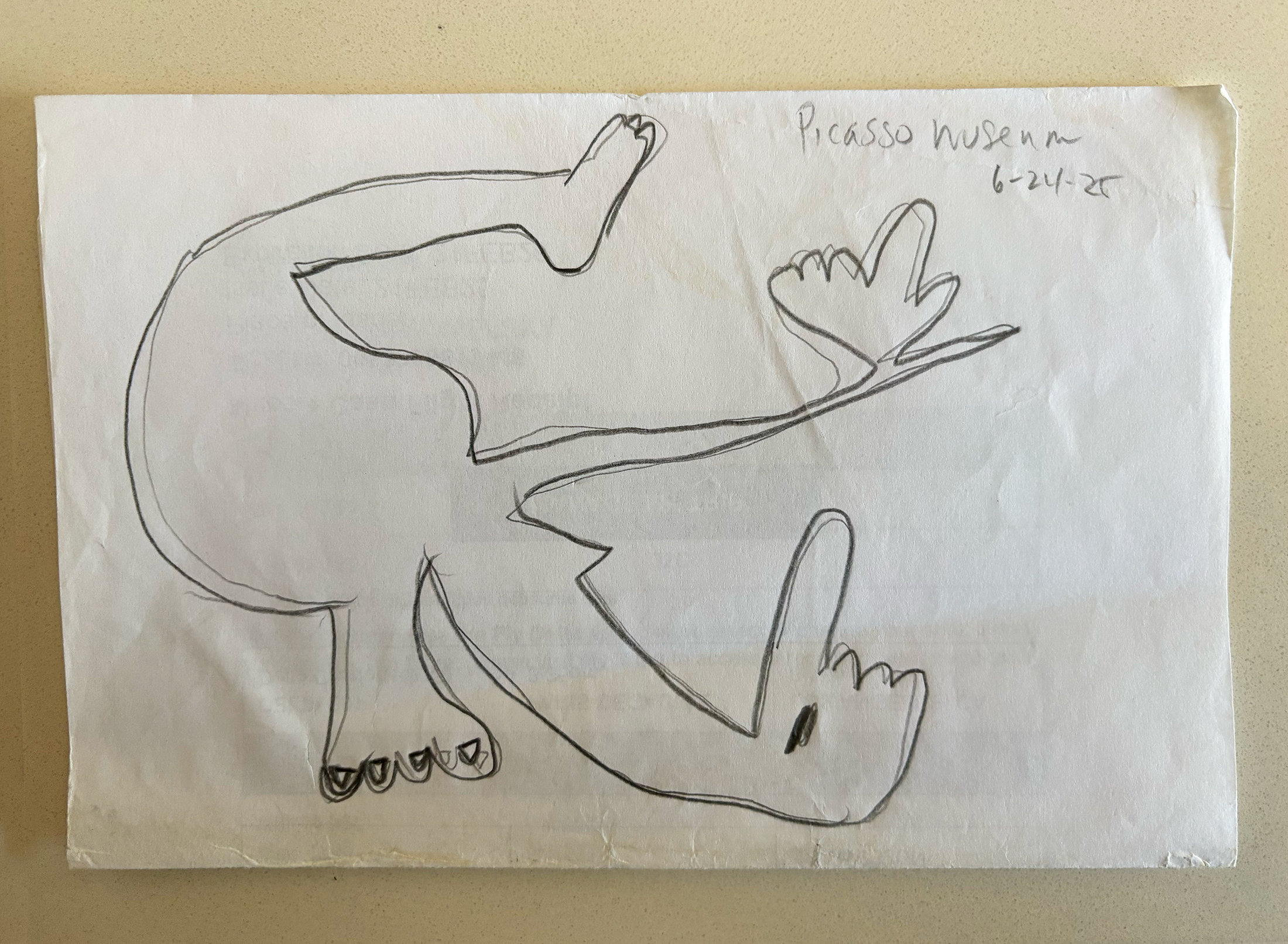 Drawing of art in Picasso Museum, Paris