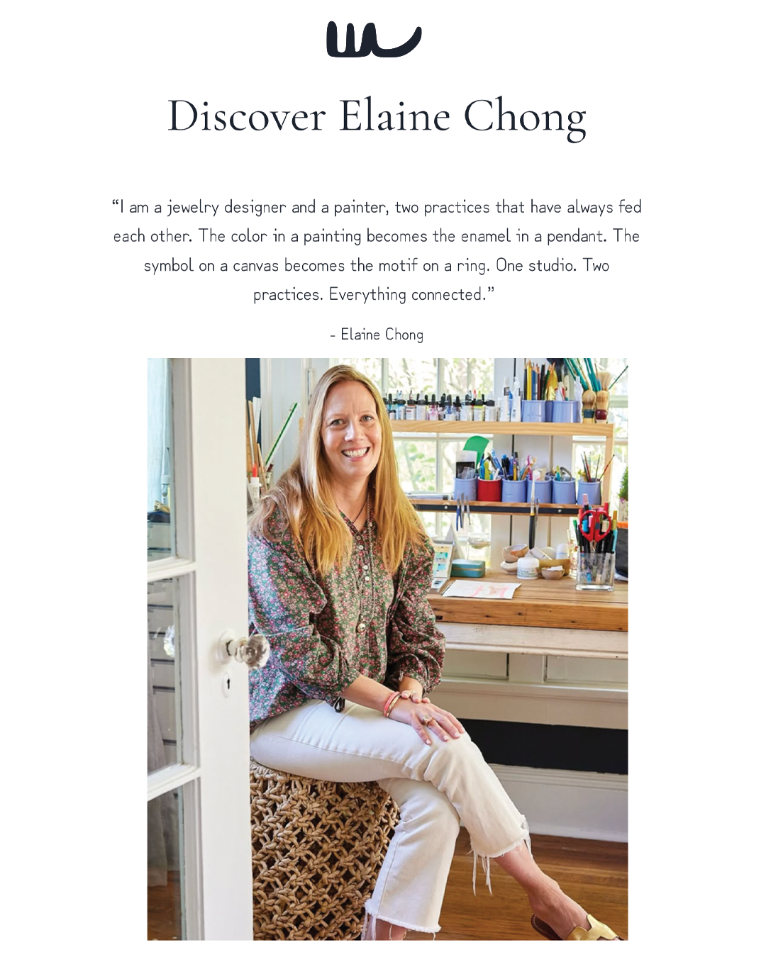 Julia Gomelsky Design for Elaine Chong Designs social media post, Discover Elaine Chong