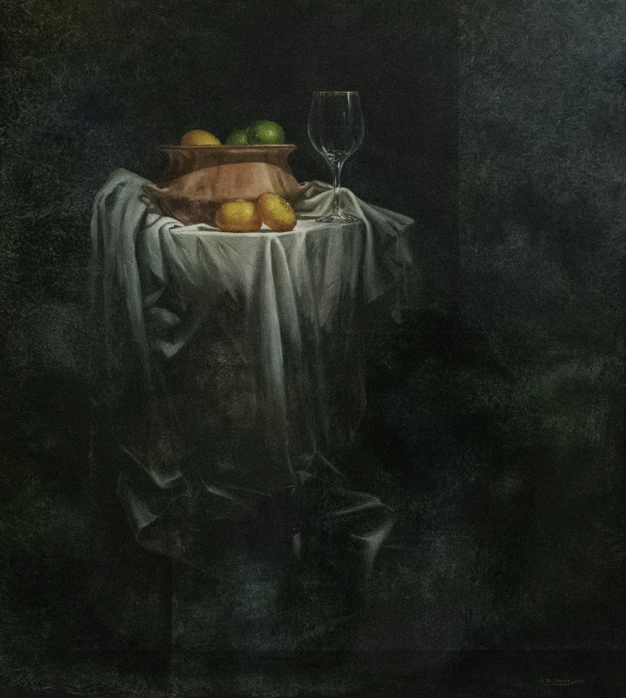 Mandarinas Y Limones
35"h x 31"w (88.9cm x 78.74cm)
oil on canvas