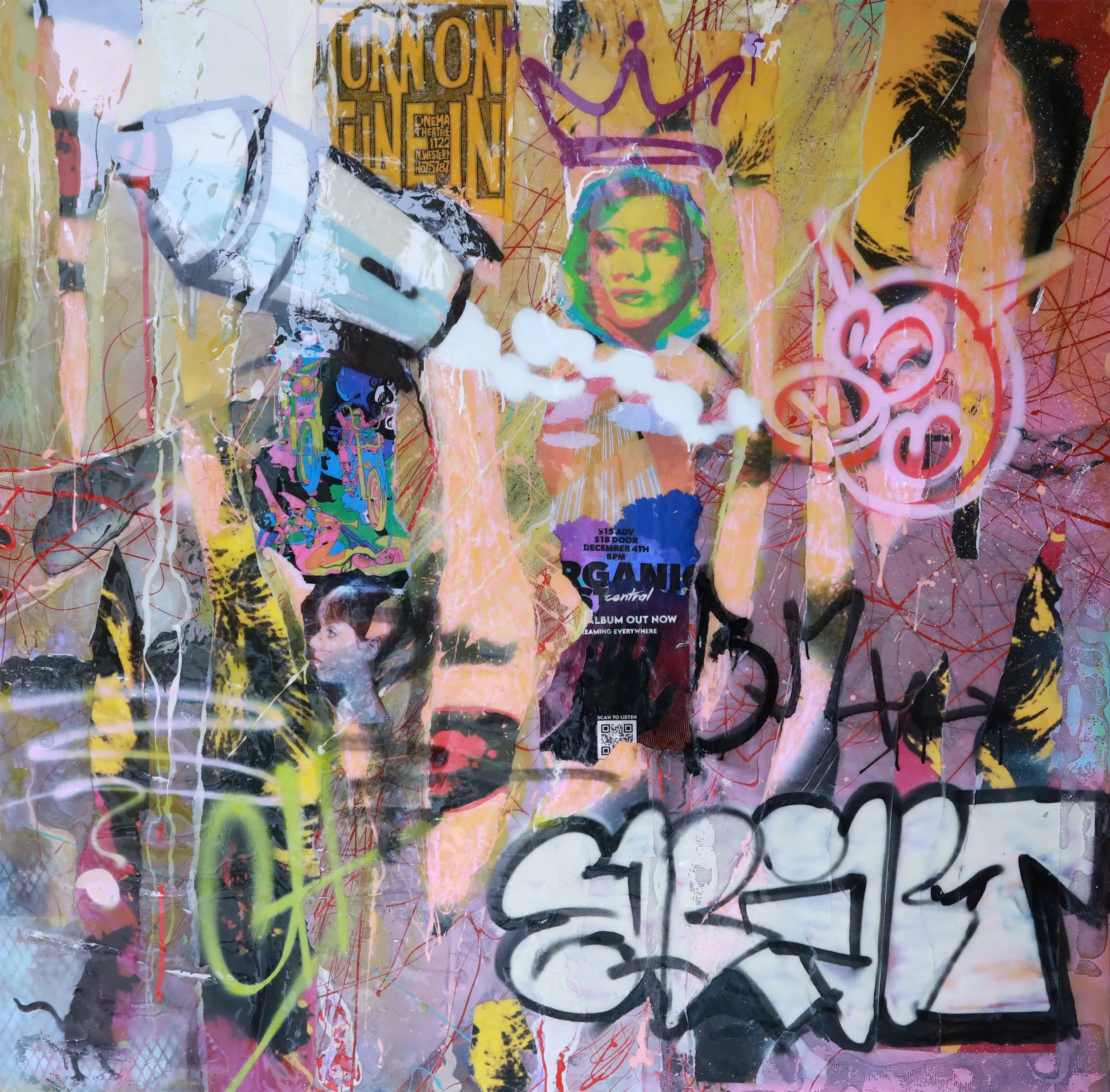 Fame and Survival
Mixed Media
62”H x 62W” (157.48 cm x 157.48 cm)