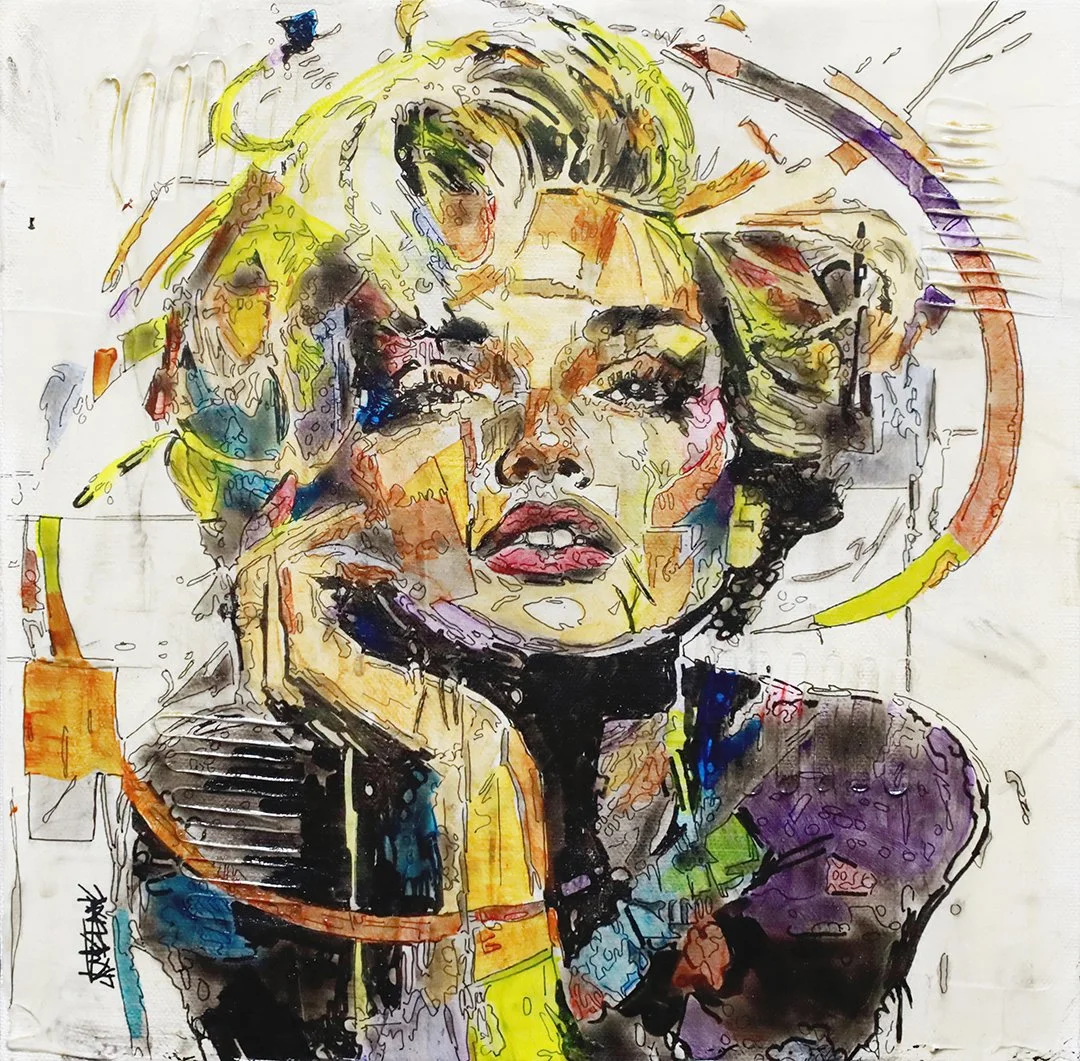 Keep Your Head High - Marilyn Series
Mixed Media on Canvas
12"h x 12"w (30.48cm x 30.48cm)