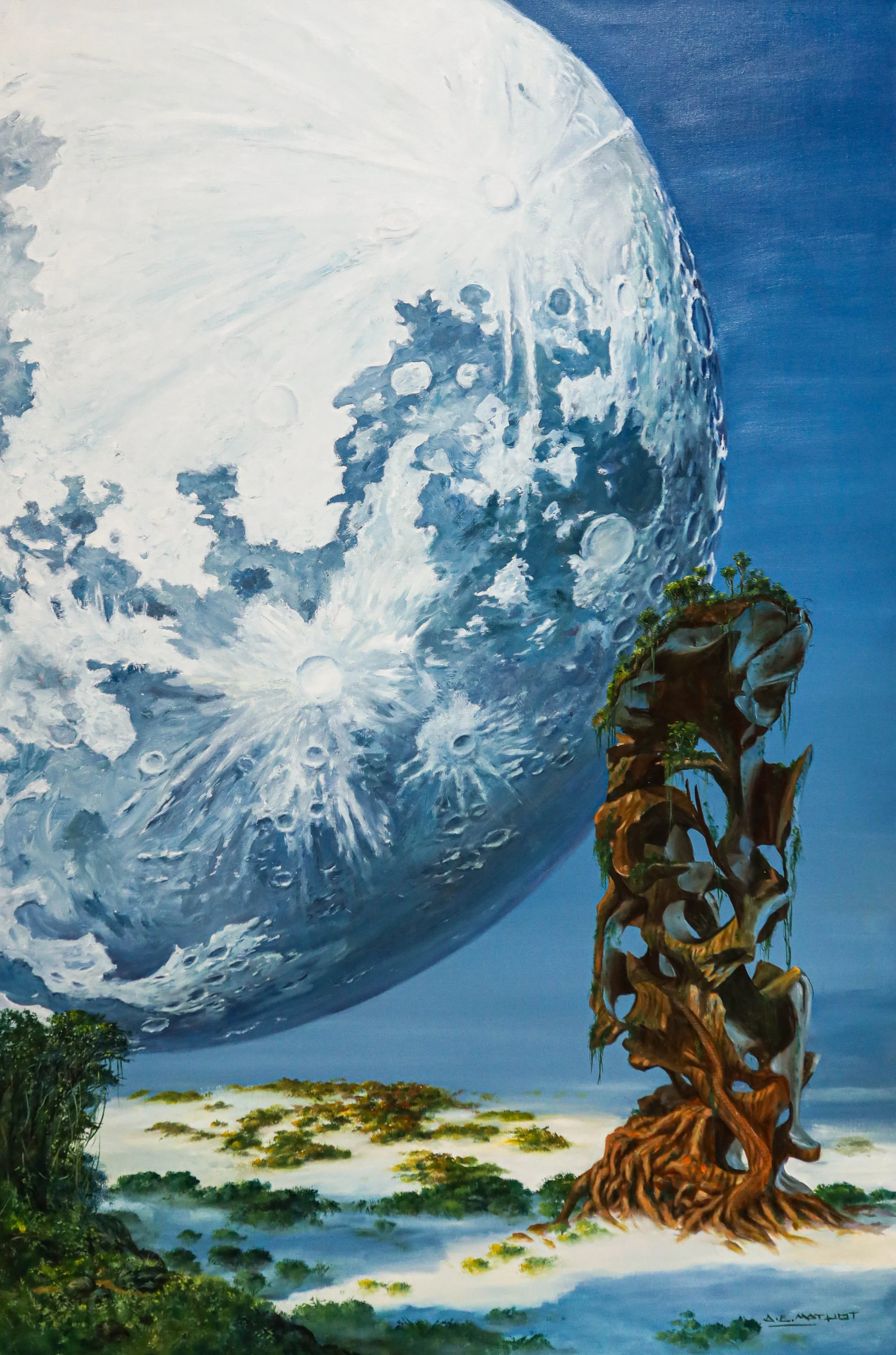 Luna De la Cosecha
60"h x 39"w (152.4cm x 99.06cm)
oil on canvas