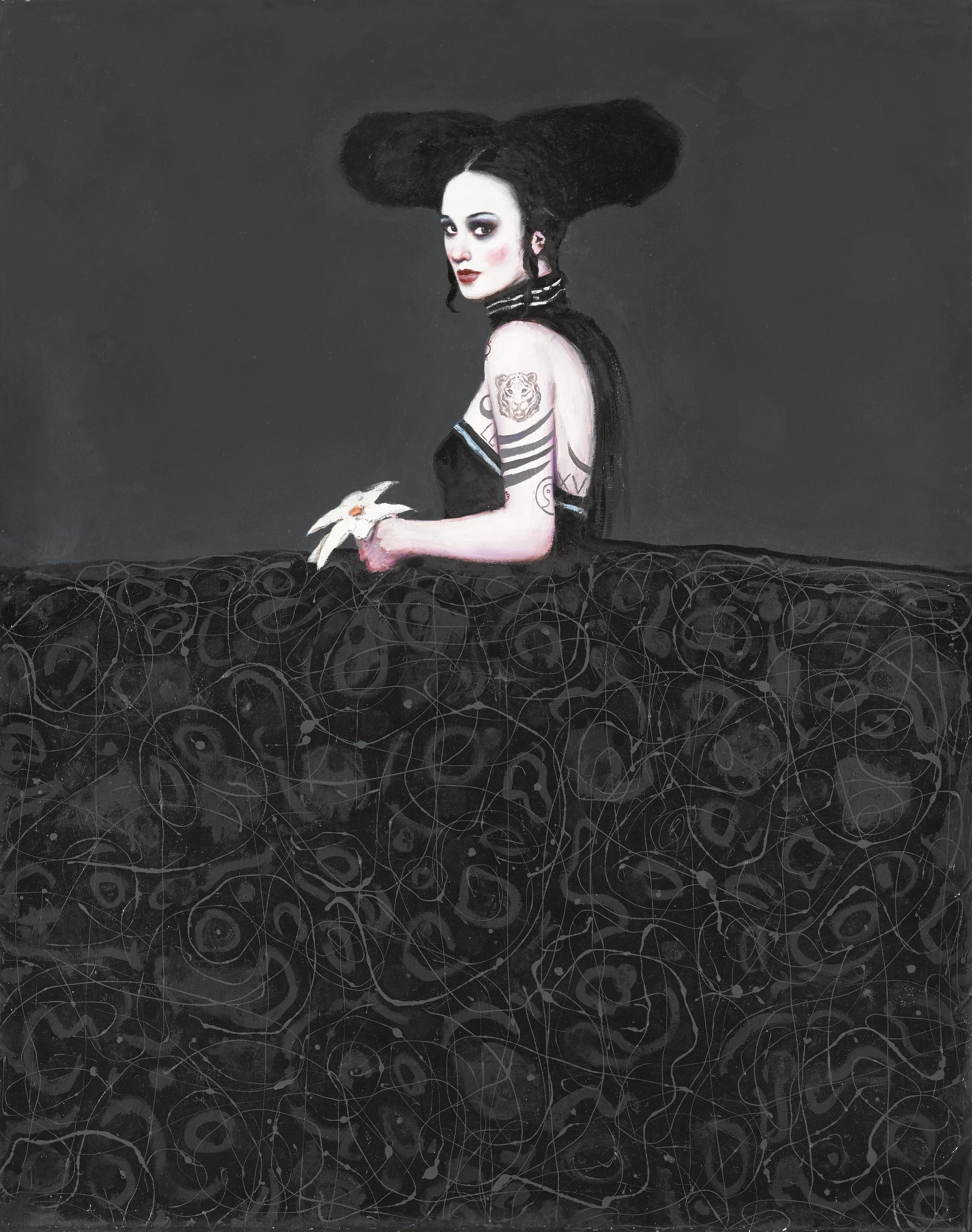 Menina Del Tigre
Oil on Canvas
64"h x 51"w (162.56cm x 129.54cm)