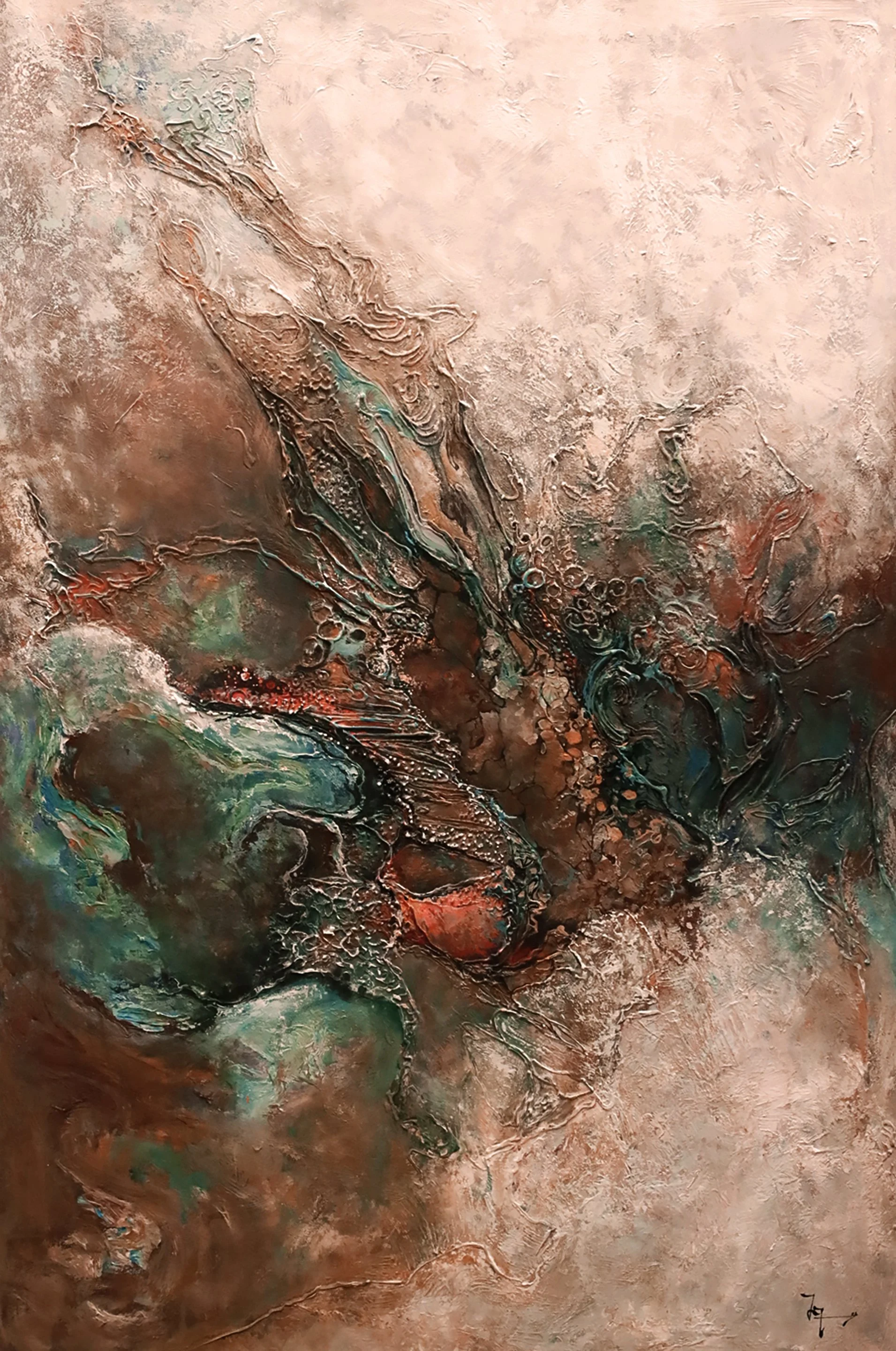 Phoenix Rising
Oil on Canvas
47"h x 31.5w" (119.38cm x 80.01cm)
