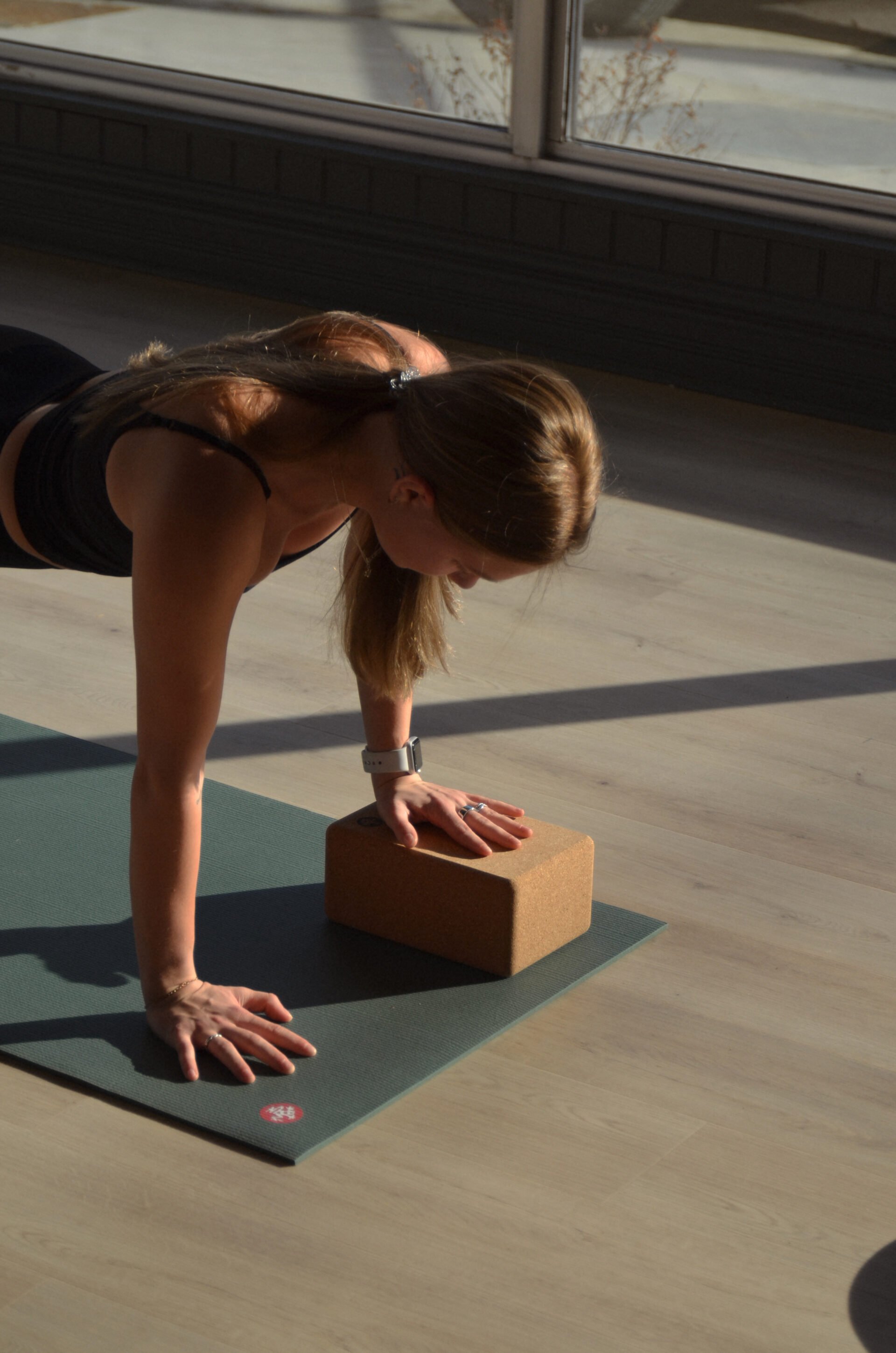 Woman practicing low impact movements
