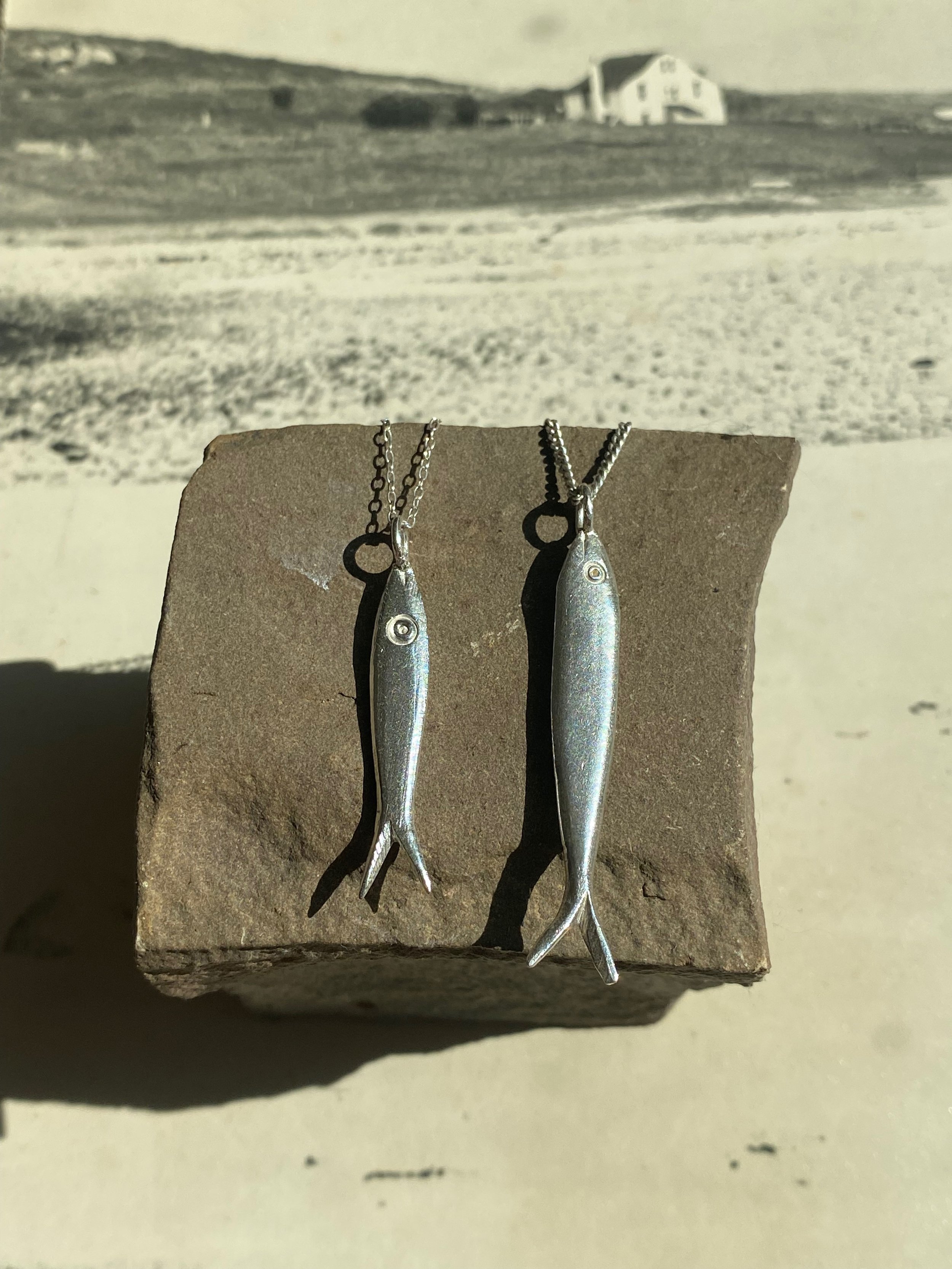 Silver fish pendant small or large