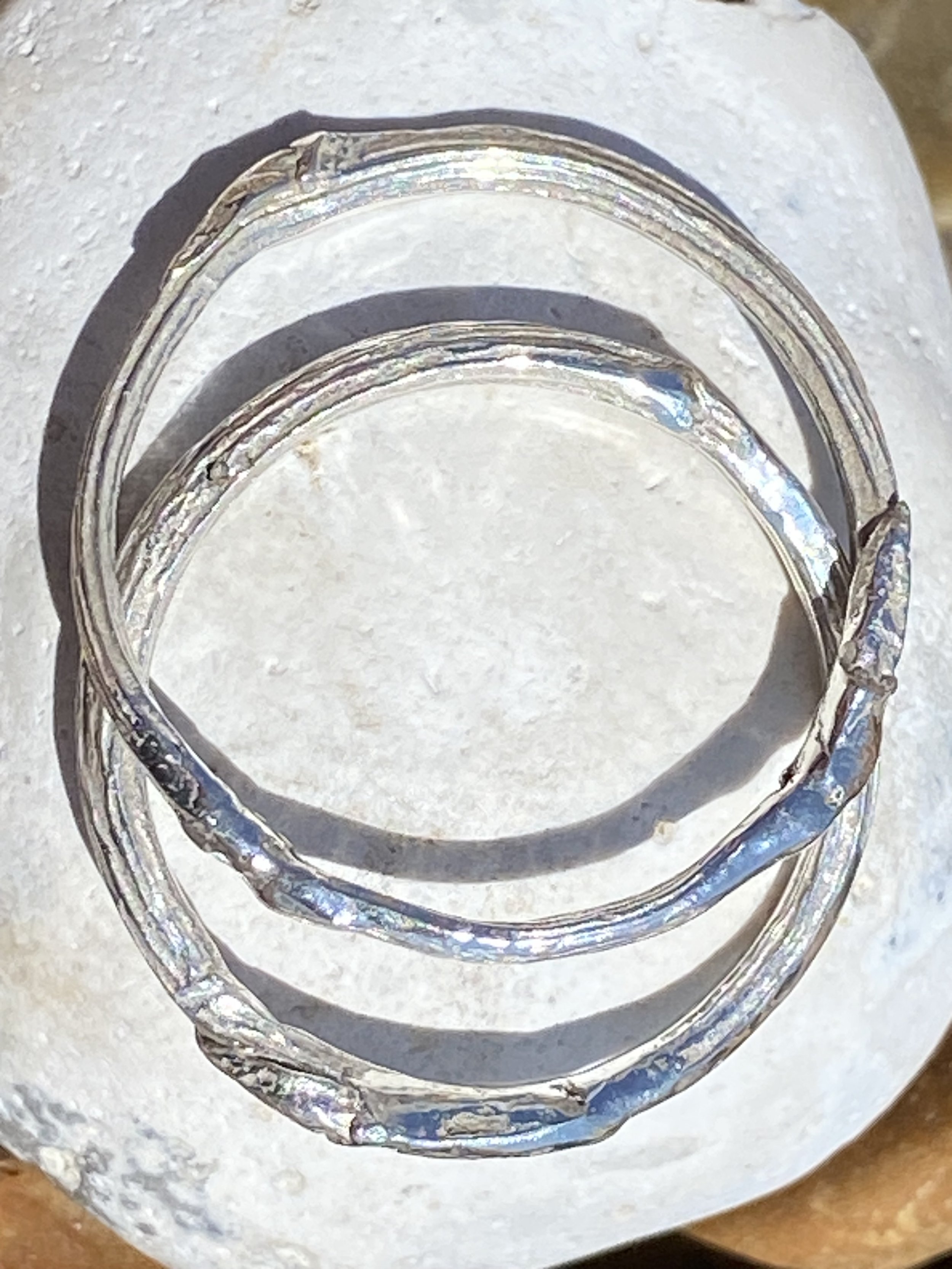 Rose Honey silver stacker willow ring x 2.jpg