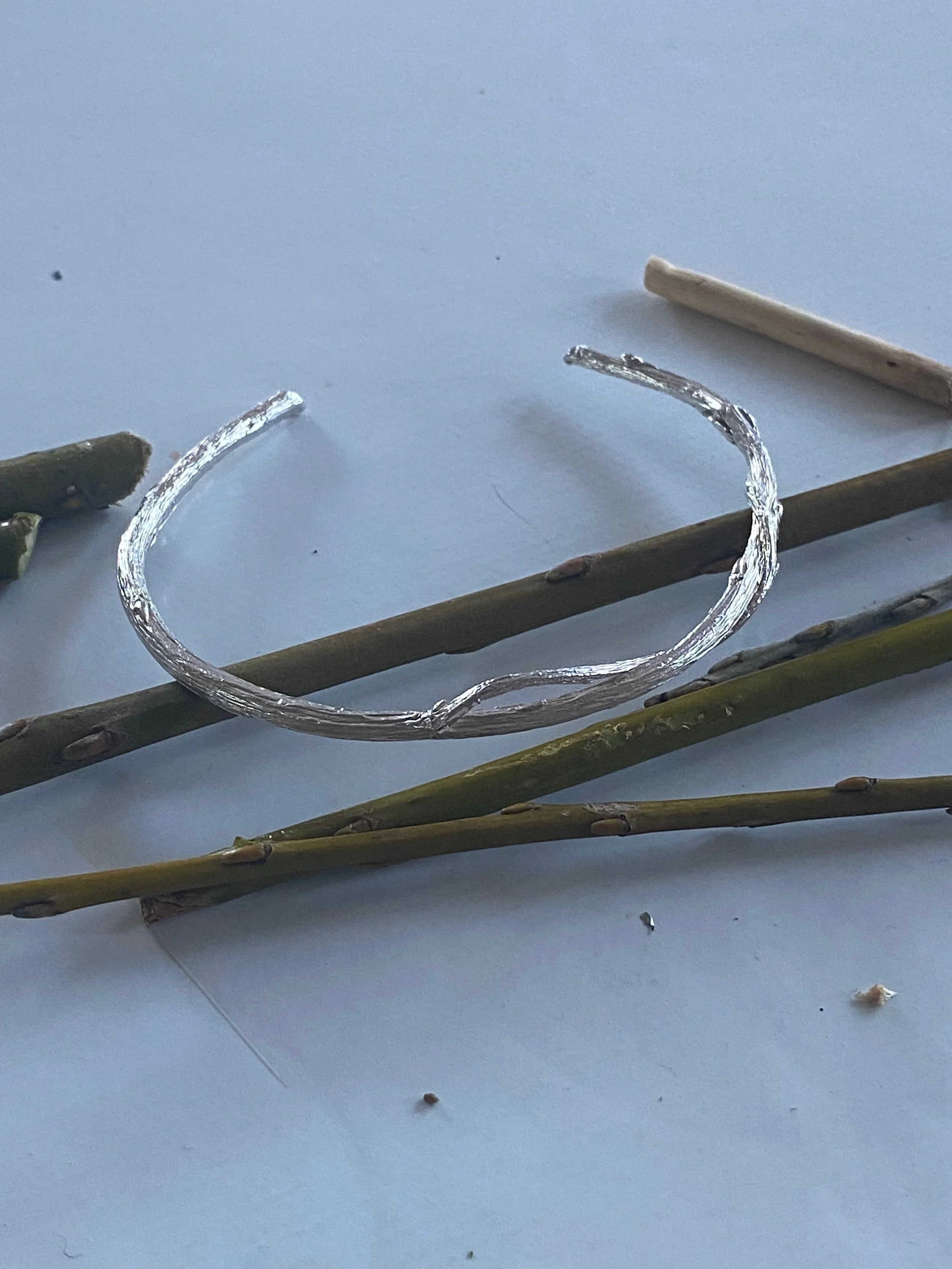 Willow twisted cuff bracelet in silver or gold vermeil