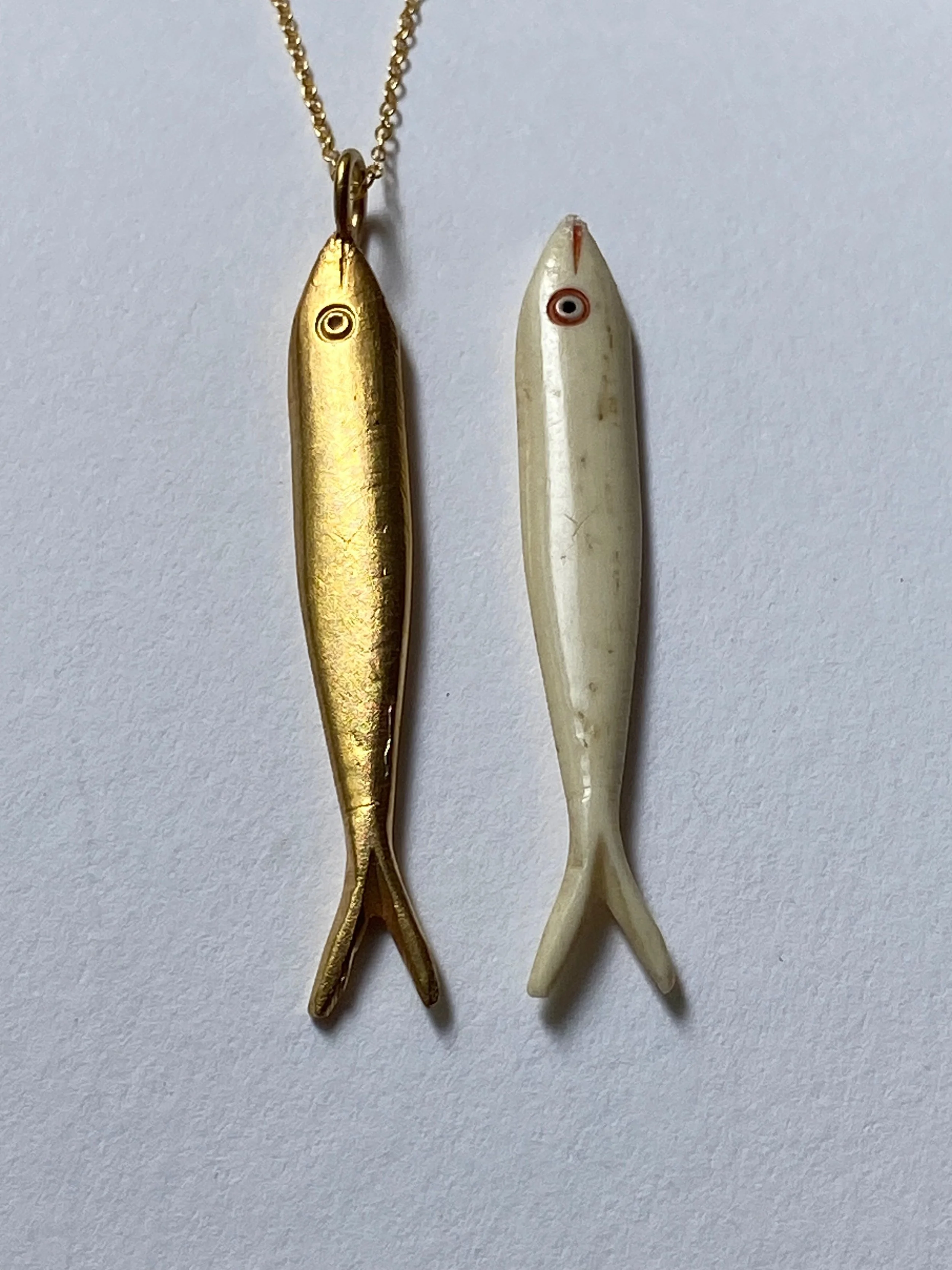 Fish pendant gold vermeil on chain