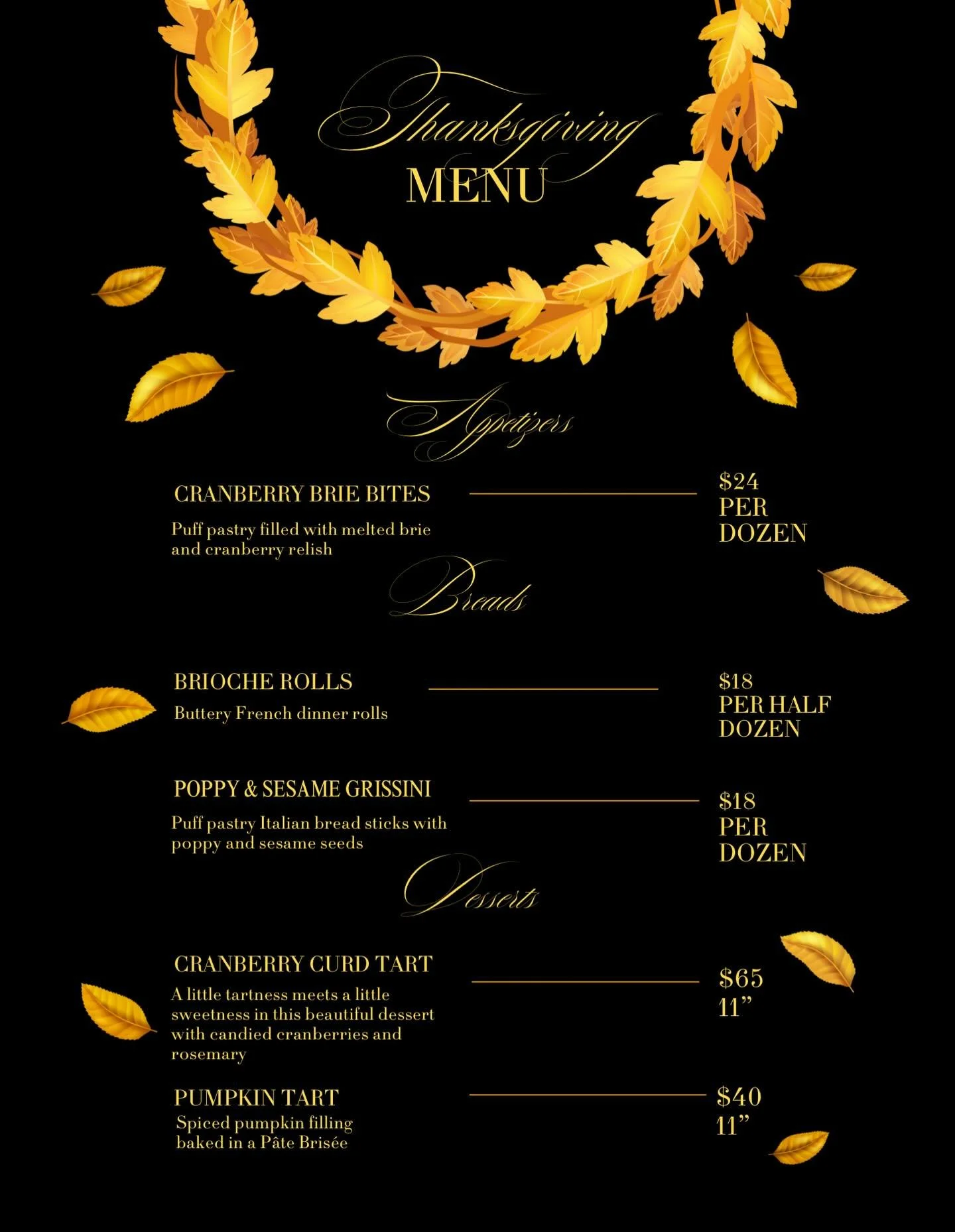 Greetings from Chef Whitney! 👩🏻&zwj;🍳 

I am a little behind on posting, but I have a great reason&hellip;&hellip;it&rsquo;s been busy!!! 🙏🏼 Next week I will be offering a few select special order items for your Thanksgiving feast. 🍽️ Because i