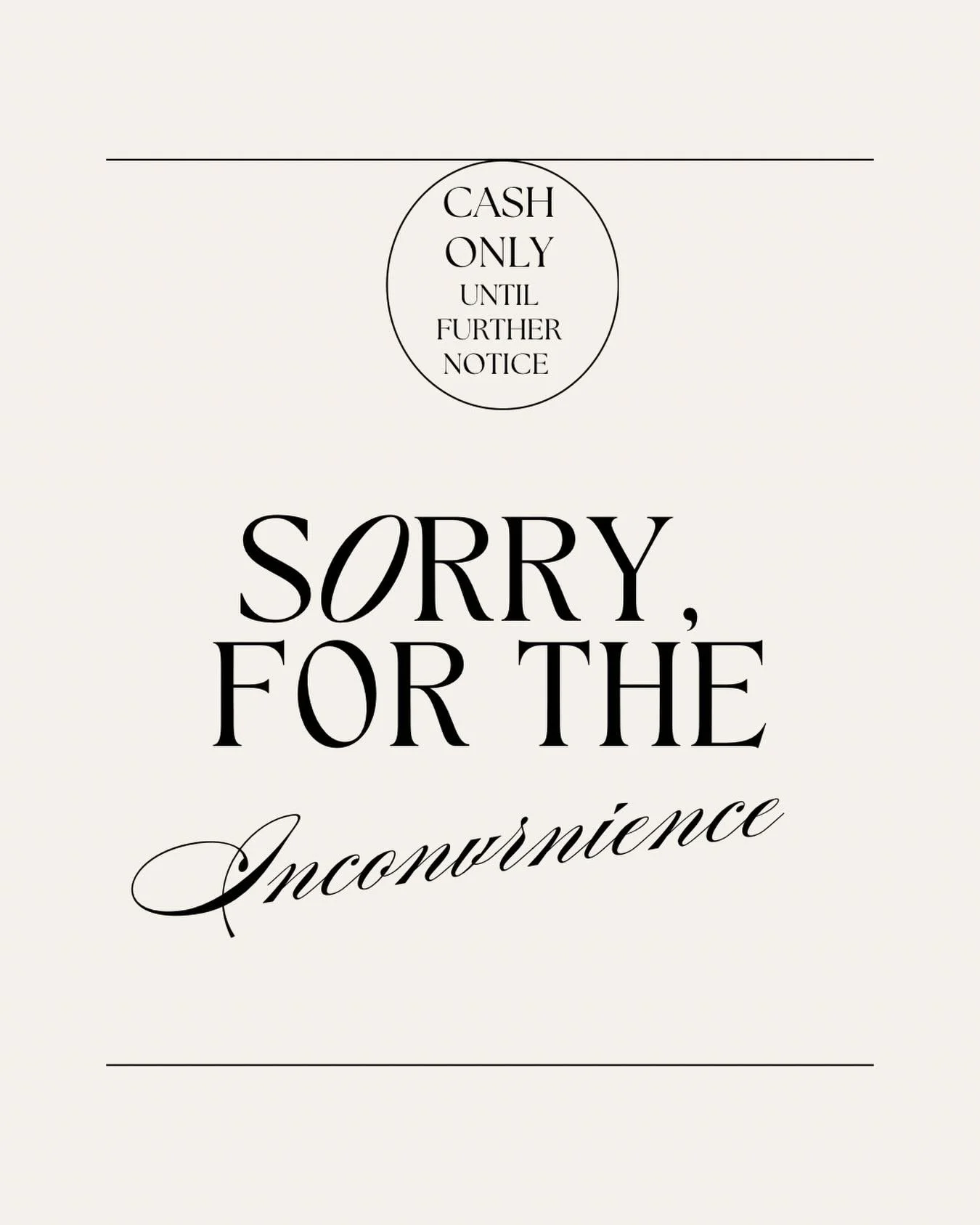 Good Morning &amp; Happy Tuesday!!

A new week (yay) and it has brought us a few new issues.(boo) 😌

So sorry for the late start this morning!! We are experiencing technical difficulties and can only accept cash payments today. 💰 We appreciate your