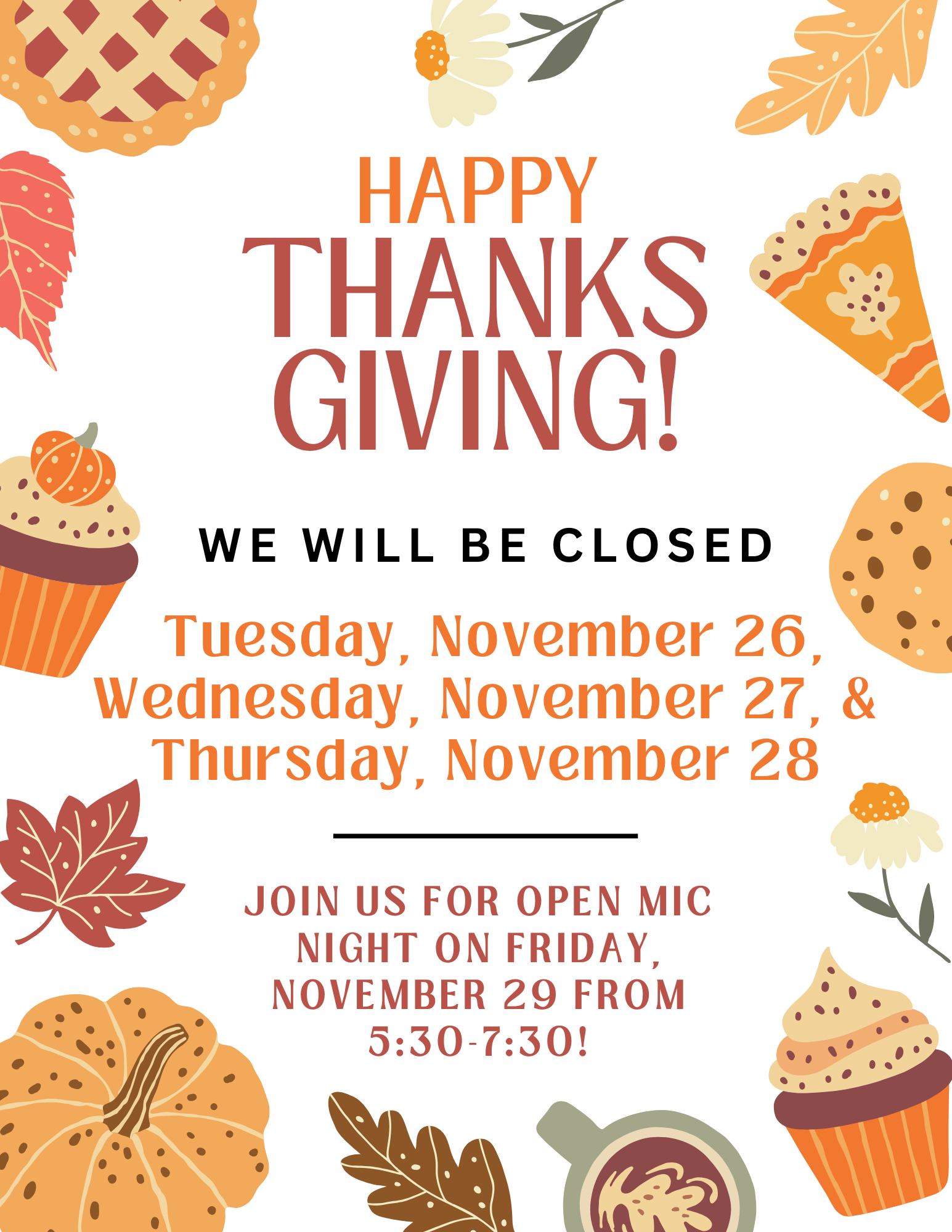CLOSED FOR THANKSGIVING
