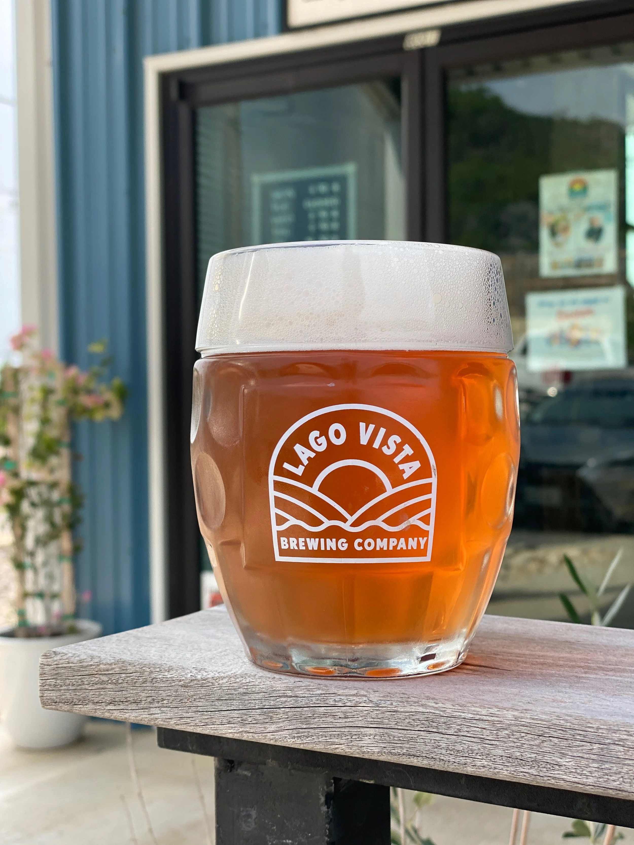 Rose colored beer in a glass