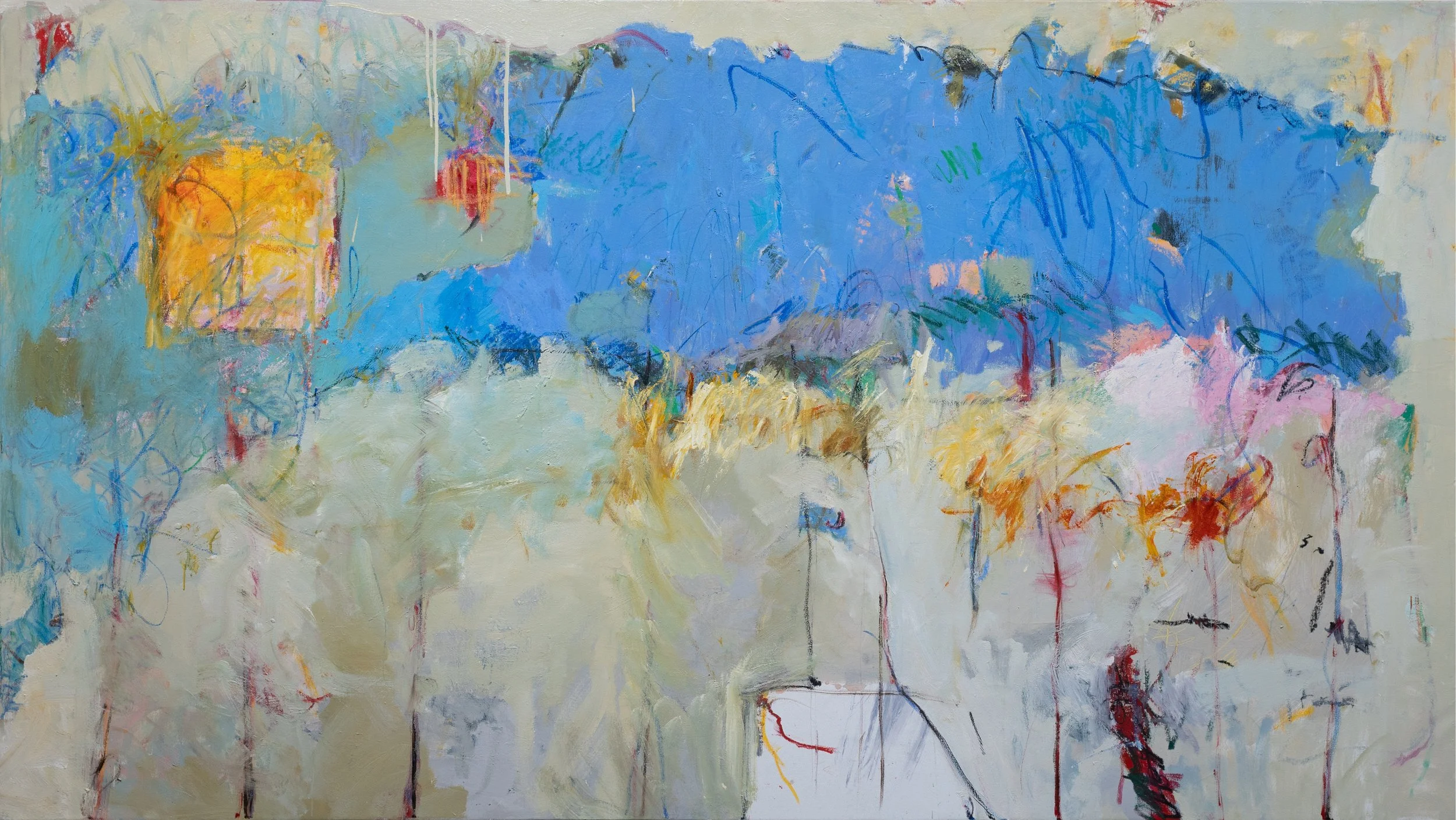 Porchlight, 2022 , Oil and Mixed Media on Canvas , 66 x 117 x 1 1/2 in
