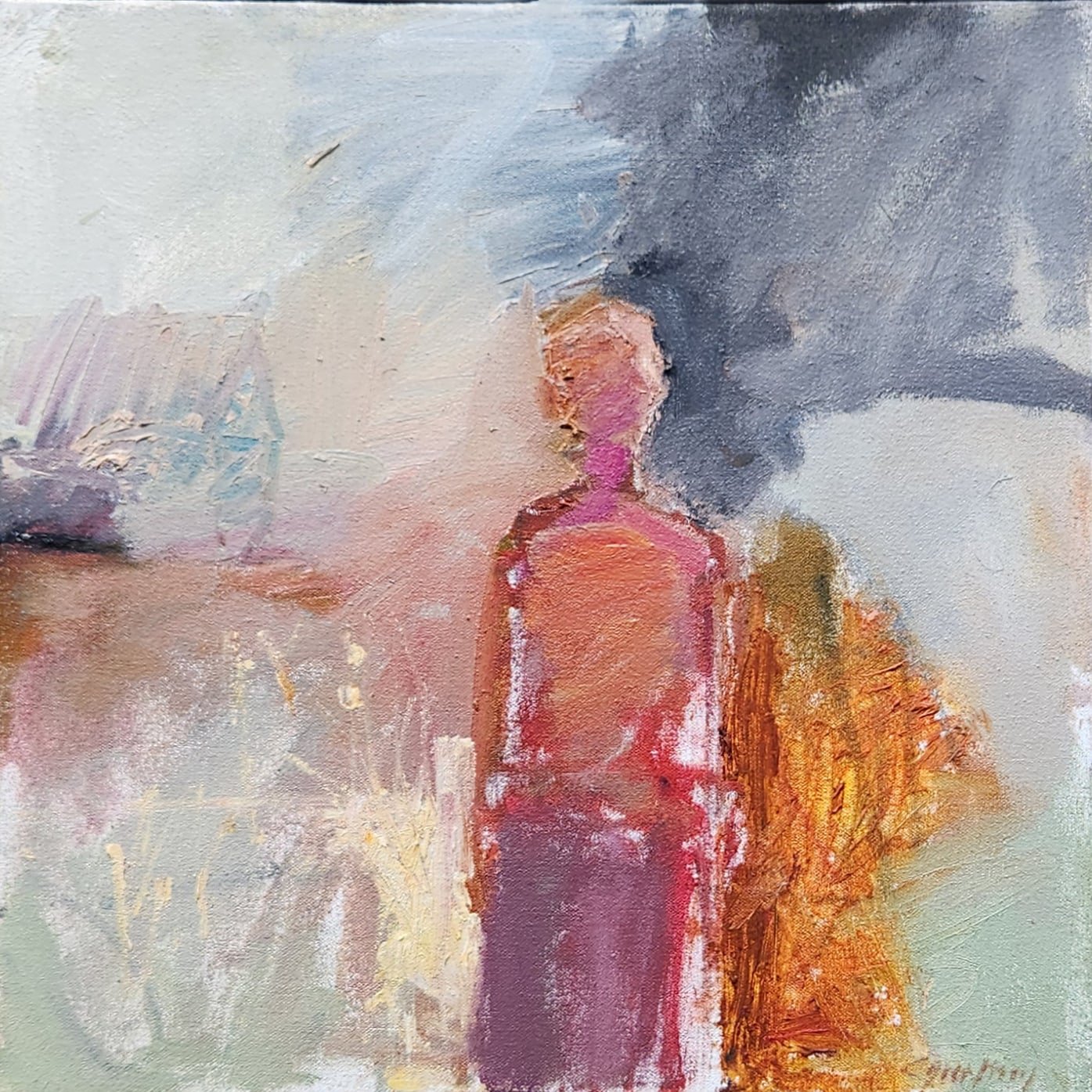 Untitled, 1992,  Oil on Canvas, Framed , 18 x 18 x 1 in