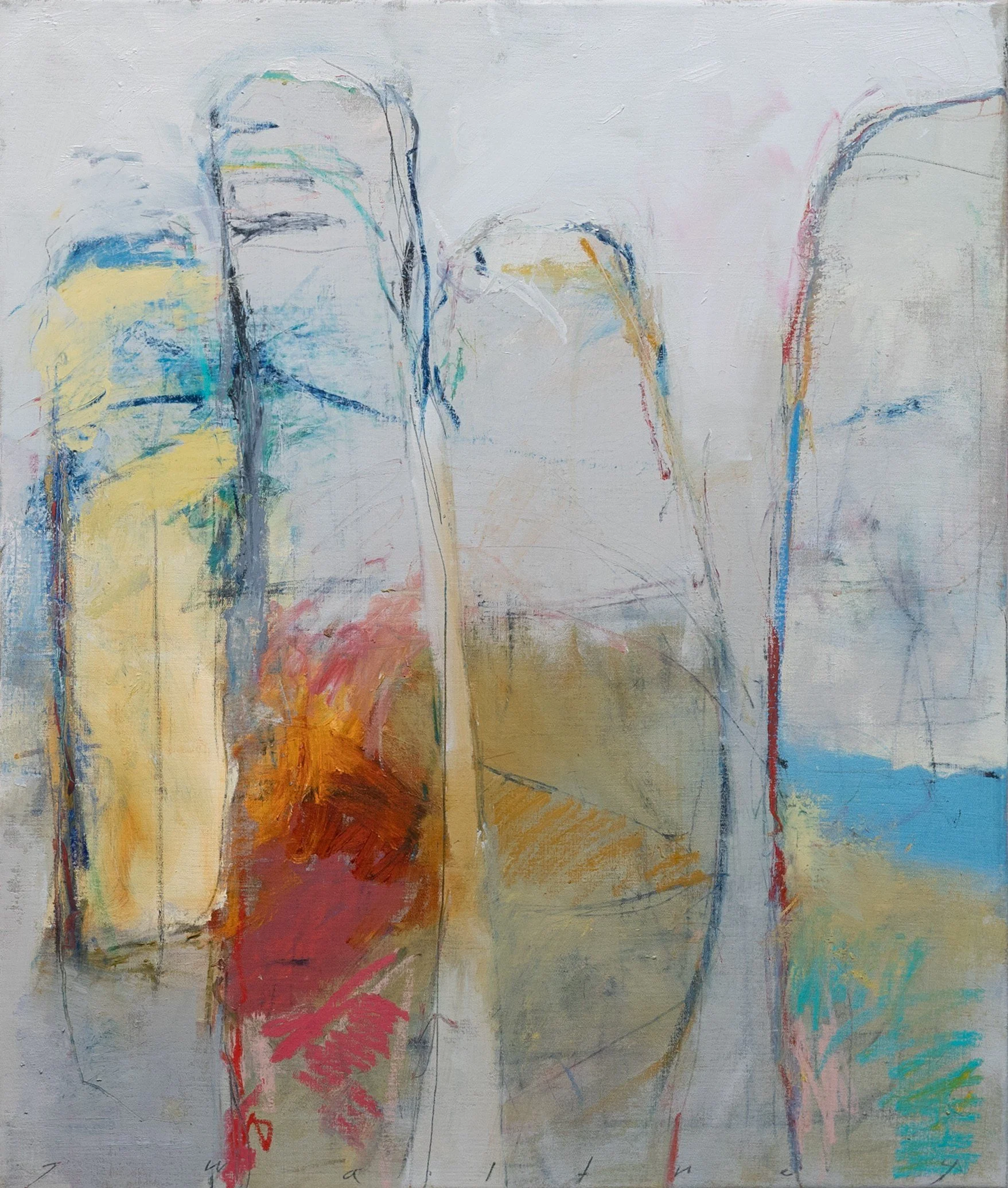 Schoolbus, 2022 , Oil and Mixed Media on Linen , 40 x 34 x 2 1/2 in