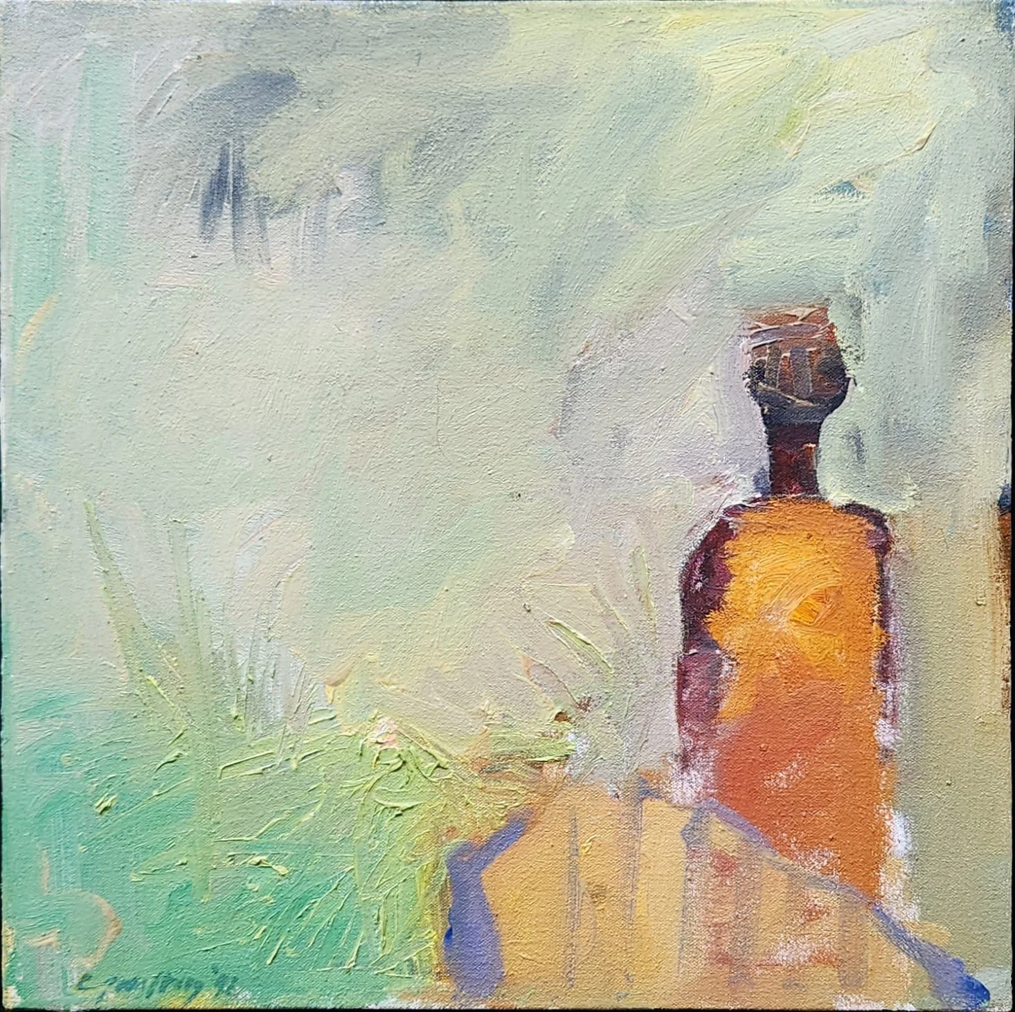 Untitled, 1992,  Oil on Canvas, Framed 18 x 18 x 1 in