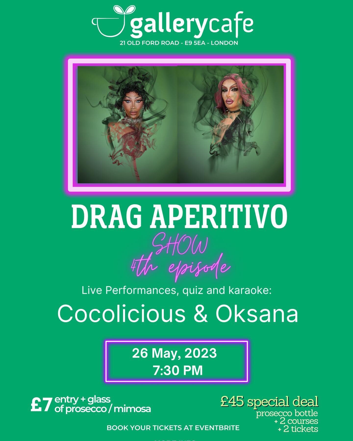 Drag Aperitivo at The Gallery Caf&eacute; !4th episode!💗👠🪩
O�ur splendid drag queens Oksana Delvey, the Queen who came all the way from Poland, and Cocolicious, The French Drag Diva, are going to share sparkling energy with live performances, kara