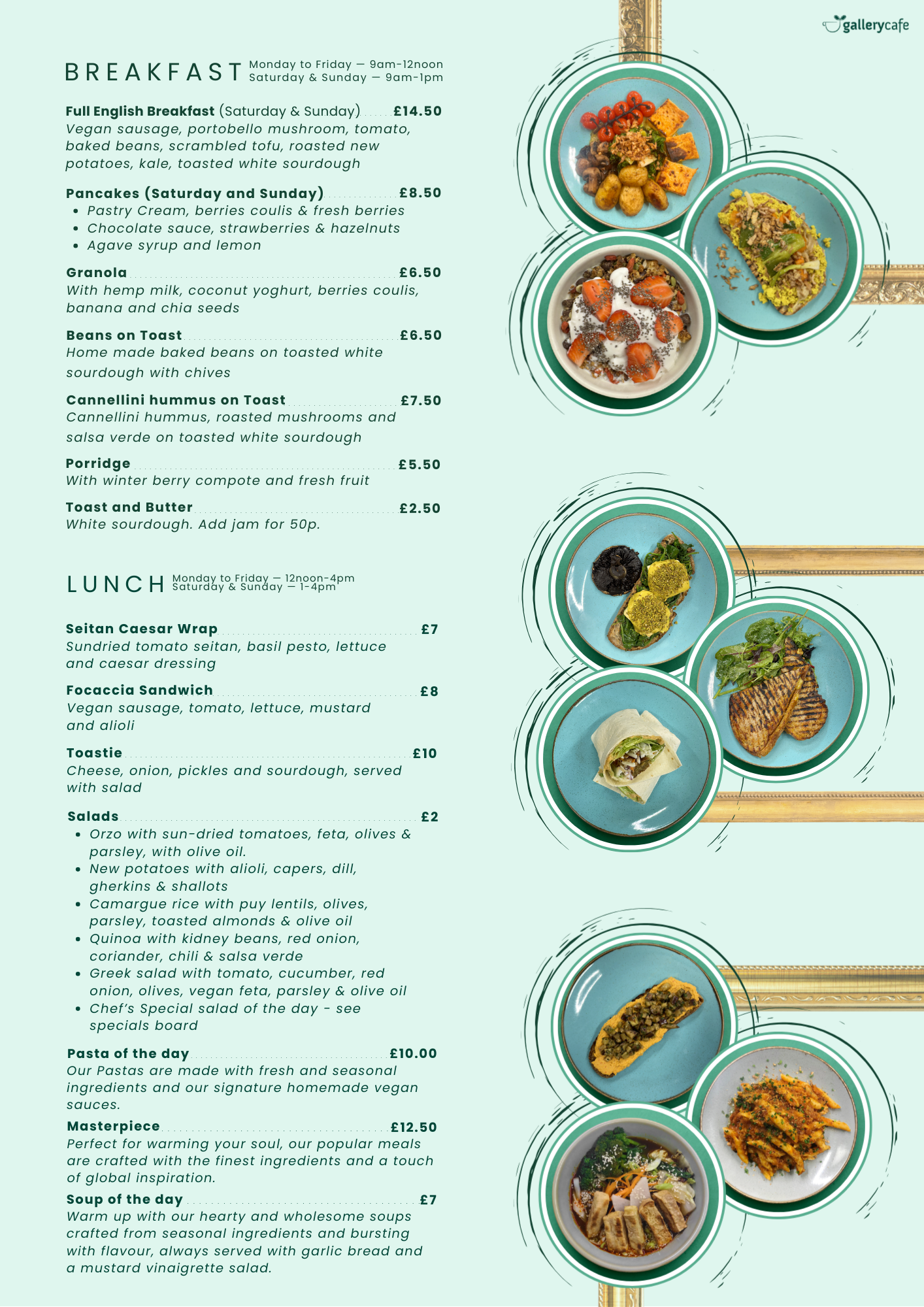 The Gallery Café Menu | Award-winning vegan cafe & restaurant in east ...