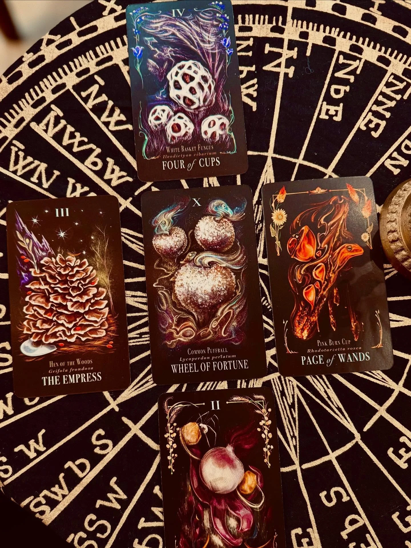 The 4 of Cups reminds me of being at the peak point of a roller coaster- where it slowly gets to that top point and just sits there for a bit.  I remember in science class being told &ldquo;This is Potential Energy&rdquo;. Although, this potential se