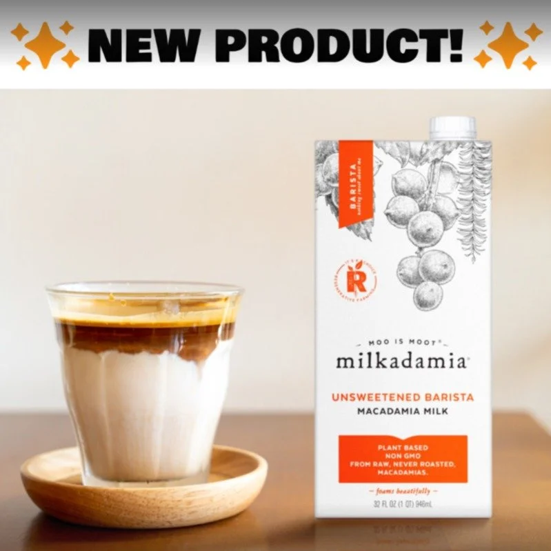🌱✨ New Product Alert! ✨🌱
Introducing milkadamia Unsweetened Barista Macadamia Milk &mdash; the latest love in our barista alt-milk lineup! ☕💛

Crafted from raw macadamias, this milk is:
✅ Naturally creamy
✅ Subtly buttery in flavor
✅ Exceptionally