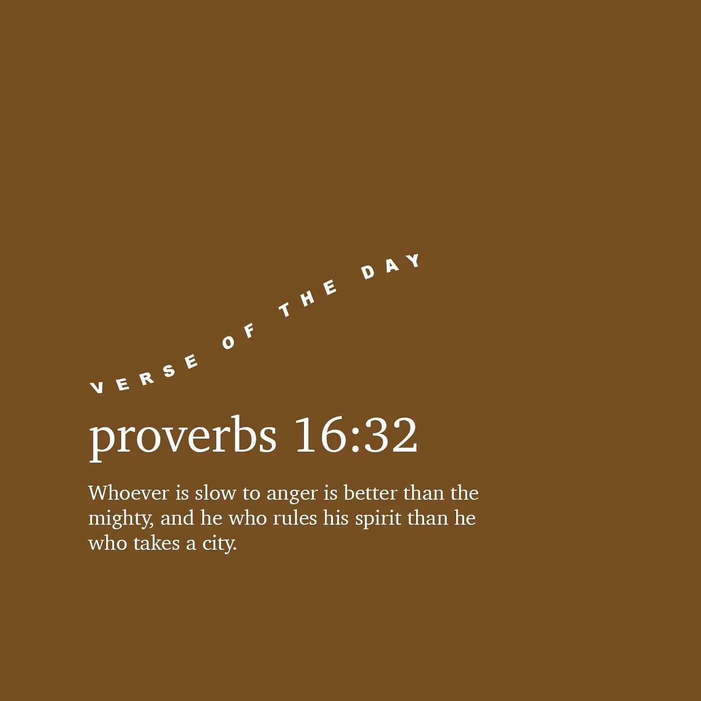&ldquo;Whoever is slow to anger is better than the mighty, and he who rules his spirit than he who takes a city.&rdquo; &mdash; Proverbs‬ ‭16‬:‭32‬ ‭

#verseoftheday #bible #bibleverse #proverbs #scripture