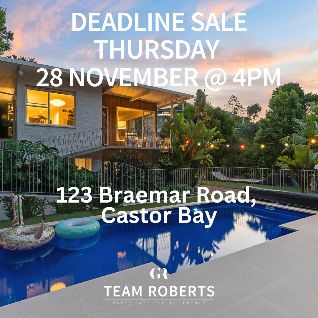 🏡 DEADLINE SALE REMINDER 🏡
📍 123 Braemar Road, Castor Bay
🛌 3 Bedrooms
🛁 2 Bathrooms
💺 3 Living areas
🚘 4 parking spaces
🏡 - Gavin Roberts
📱 - 021 150 1476
💻 - gavin.roberts@harcourts.co.nz
Click the link in my bio or below to view more inf