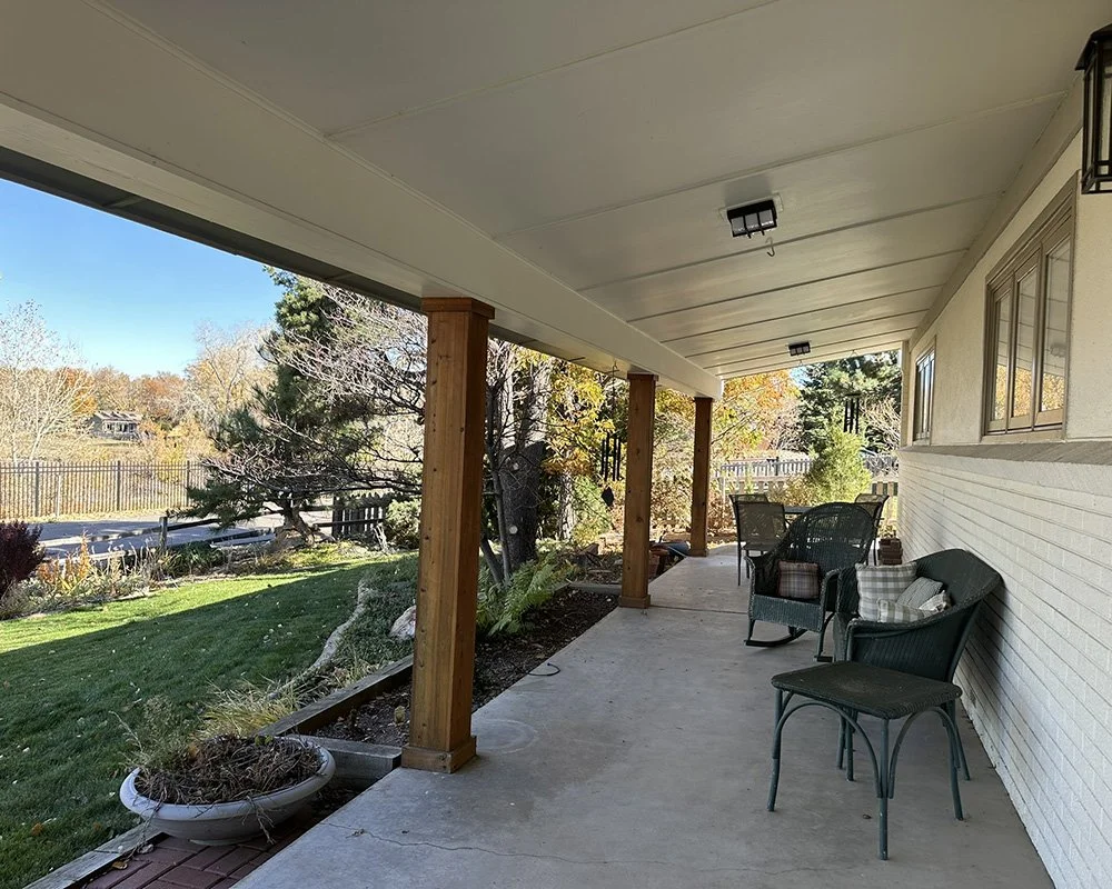 Front porch with seating.