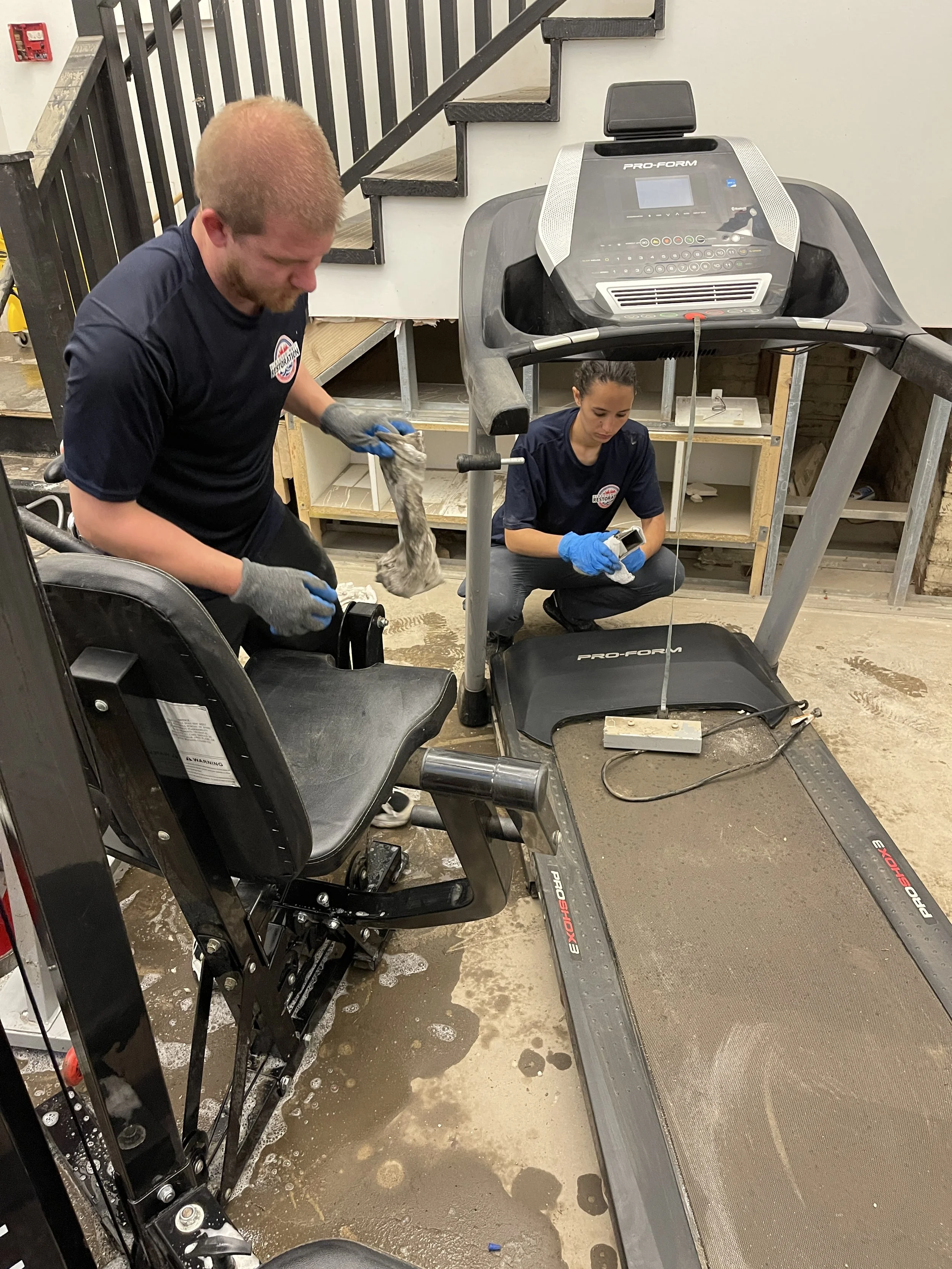 Complete wet down of all personal contents in the building to prevent microbial growth. 