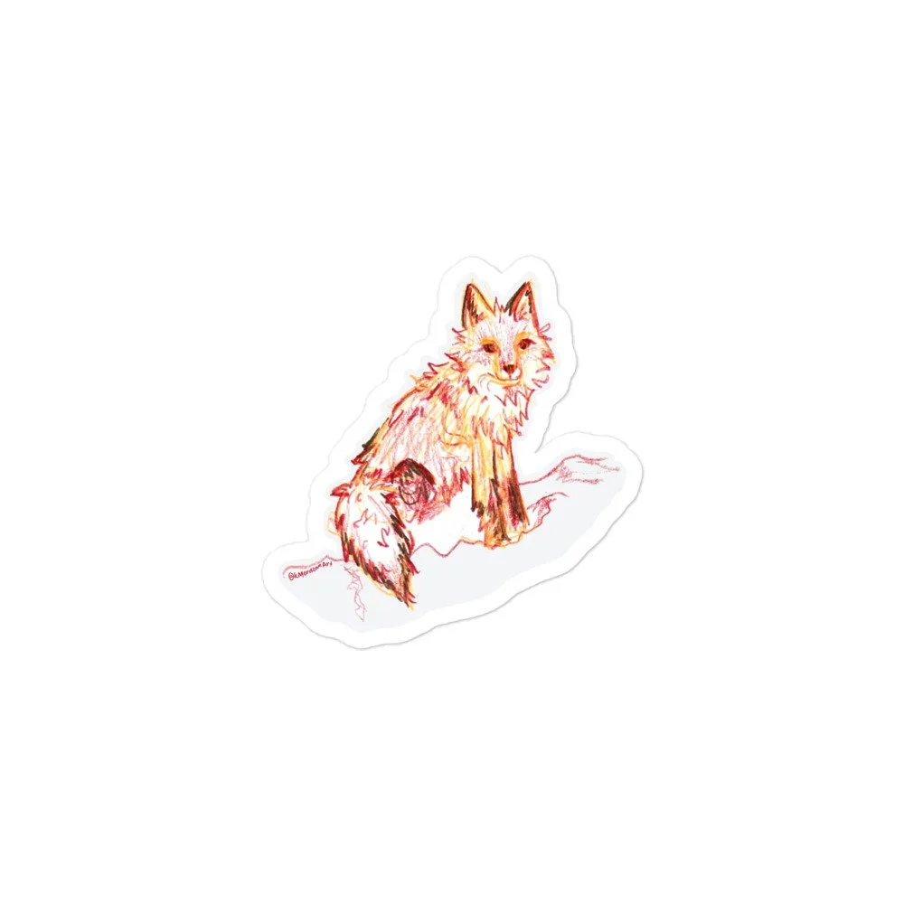 Sitting Fox Bubble-Free Sticker