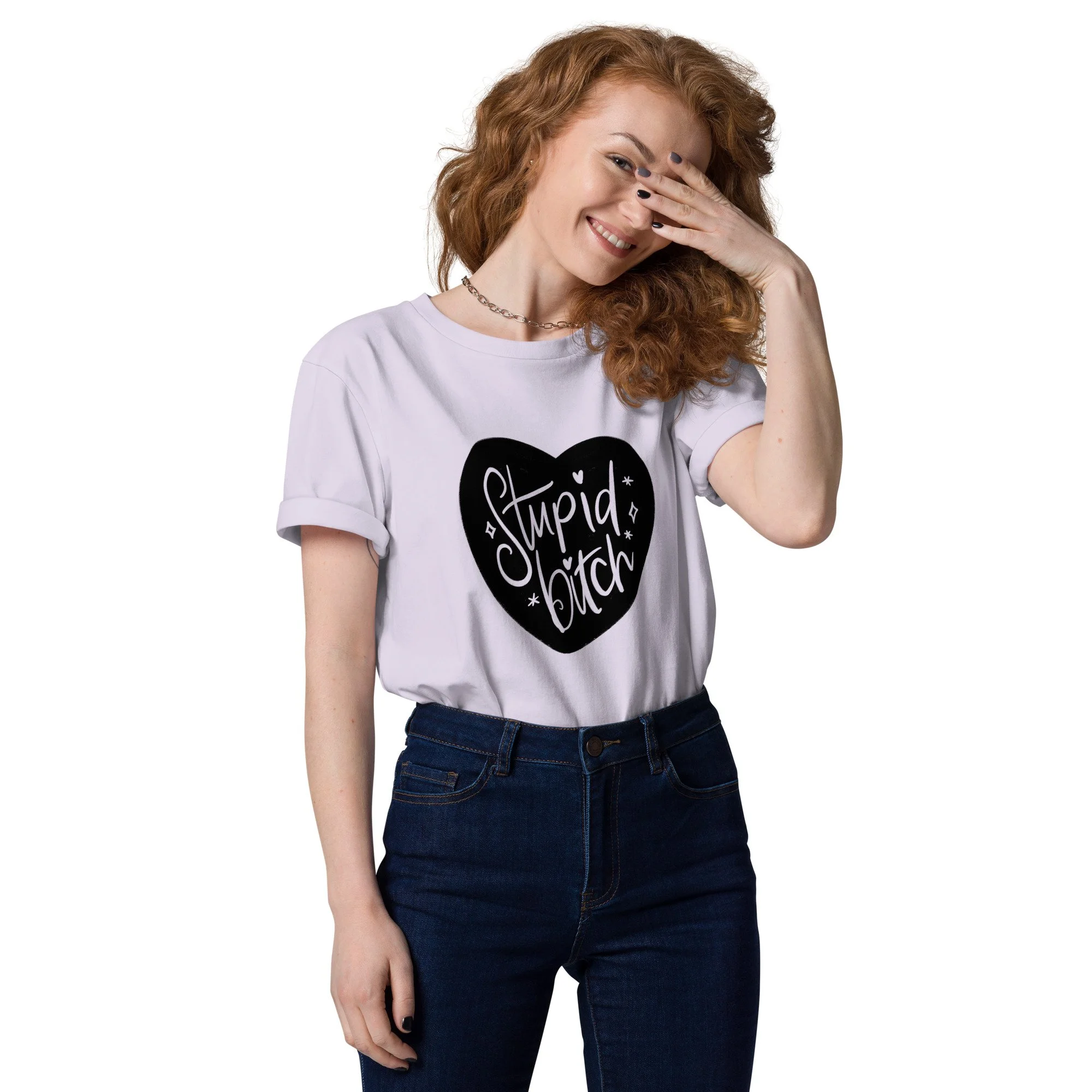 “Stupid Bitch” Black Heart Unisex Organic Cotton T-Shirt