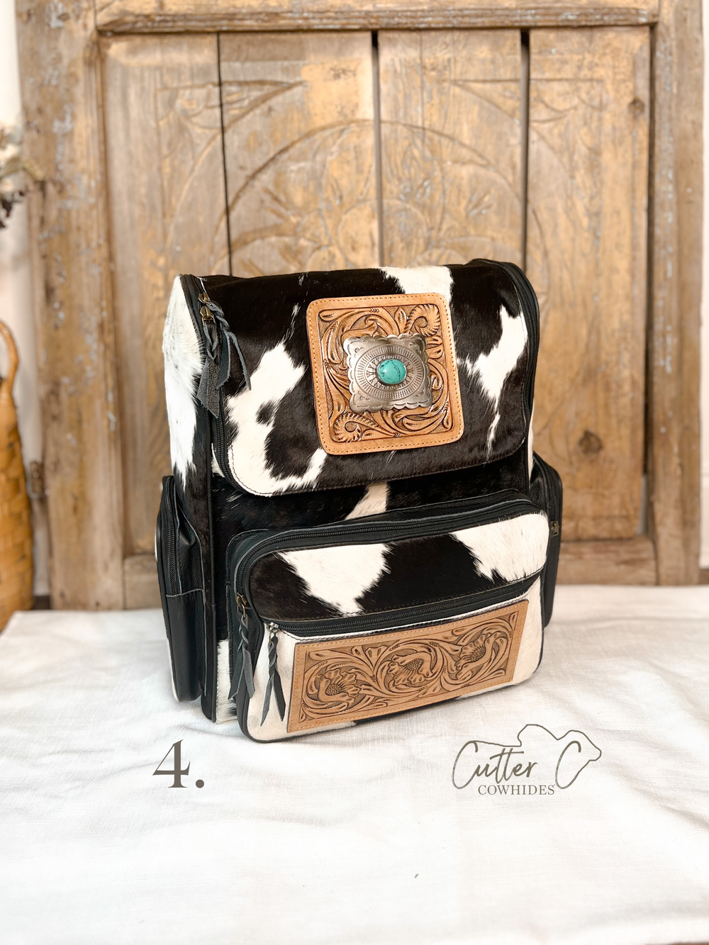 Cowhide backpack shop diaper bag