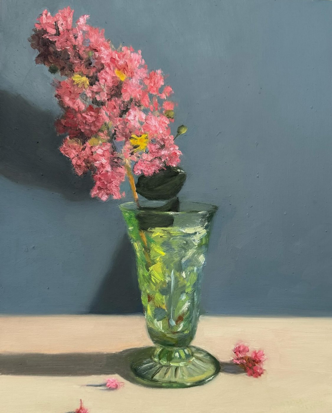 Crepe Myrtle in Green Glass 23cm x 30.5cm.jpg