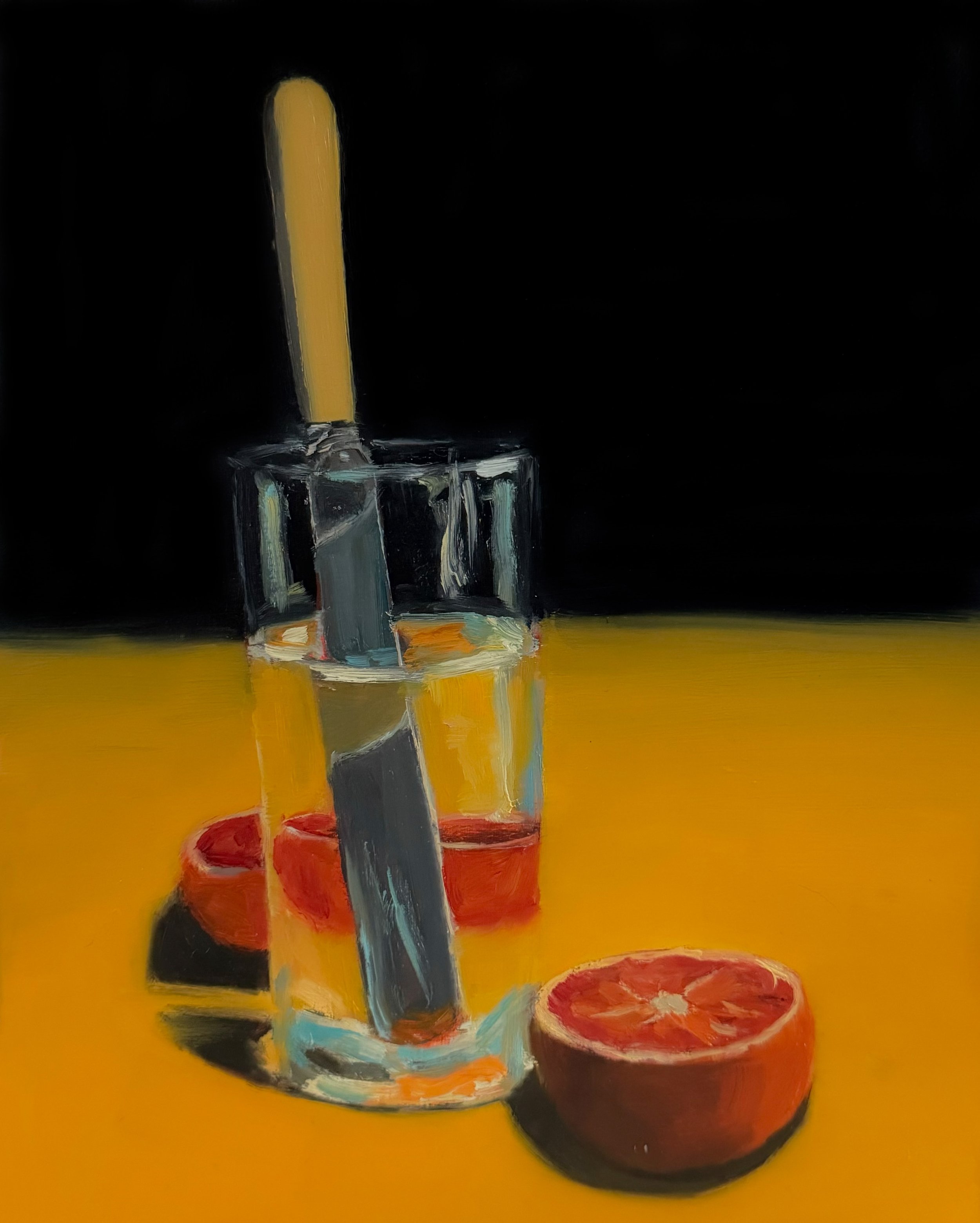 Still life blood orange and knife