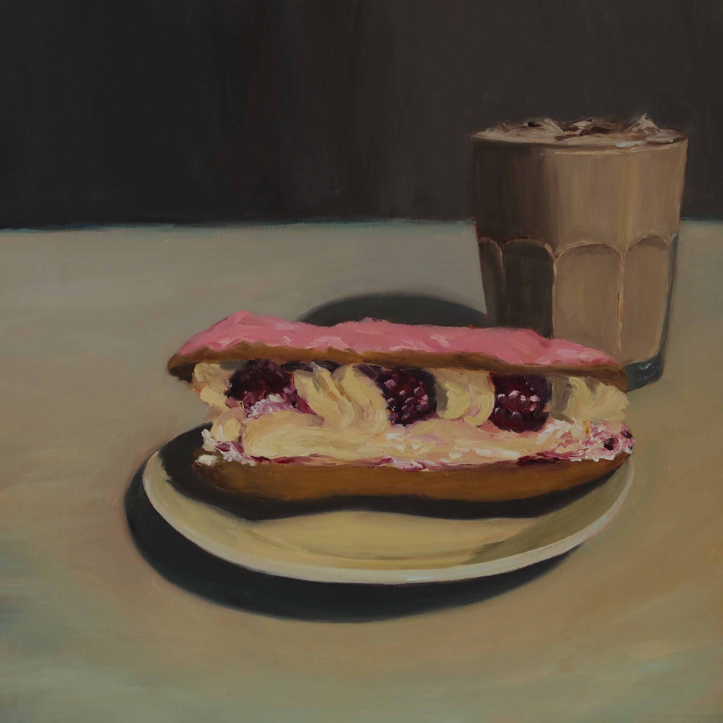 Raspberry Cream Bun and Coffee