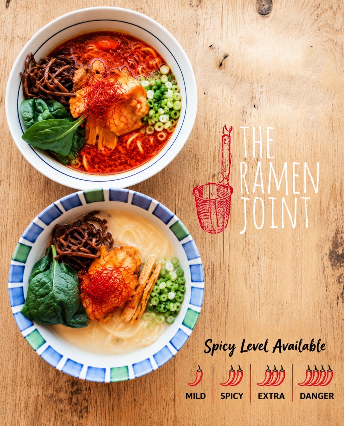 How hot can you go? 🍜🔥
From MILD to DANGER, choose your heat and make every slurp count.
🌶 Mild 🌶🌶 Spicy 🌶🌶🌶 Extra 🌶🌶🌶🌶 Danger

📍 The Ramen Joint | LA 🕐 Open daily 11:30am &ndash; 10pm 📞 424.227.9328