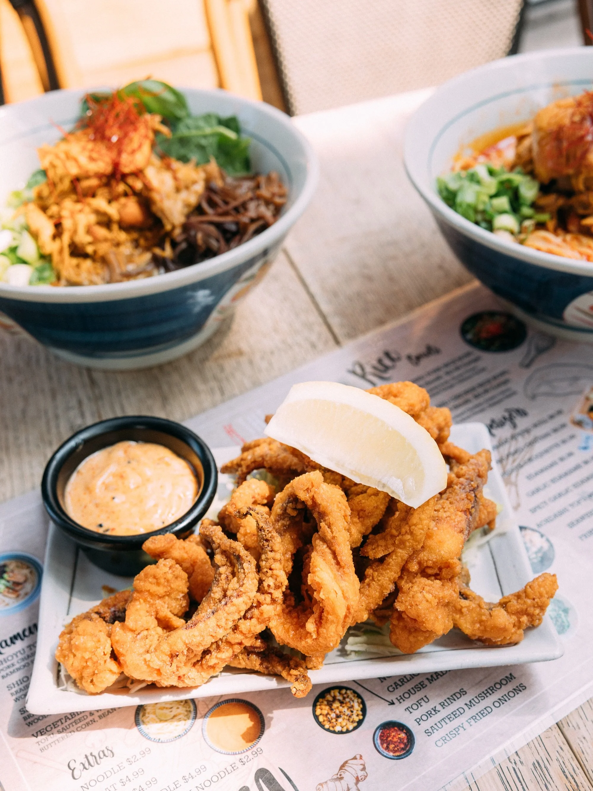 A little crunch before the slurp. 🥢🍜 Give that lemon a squeeze, grab a dip, and make room for ramen.

📍 The Ramen Joint | LA 🕐 Open daily 11:30am &ndash; 10pm 📞 424.227.9328