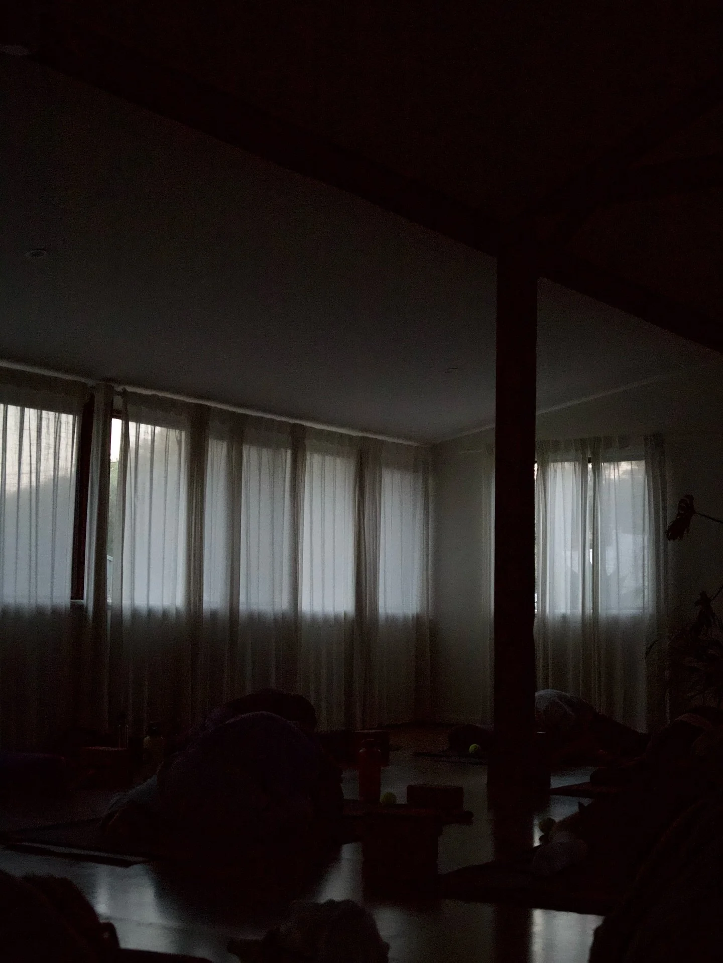 I came to class late. My partner is away, and I was exhausted. But I really wanted to show up &mdash; to work, to create, to be there. So I came to class.

Watching the colours in the room slowly change, the light fading, the reflections dancing on t