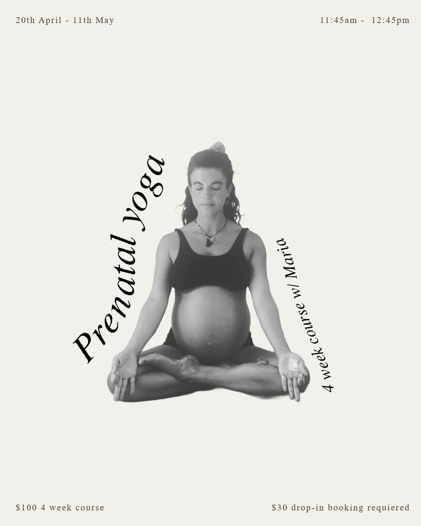 Join Maria for our next 4-week Prenatal Yoga course 🤍

Starting Monday 20th of April, and continuing every Monday for 4 weeks.

A space to connect deeply with your body and your baby, gently toning the nervous system, building strength, and allowing