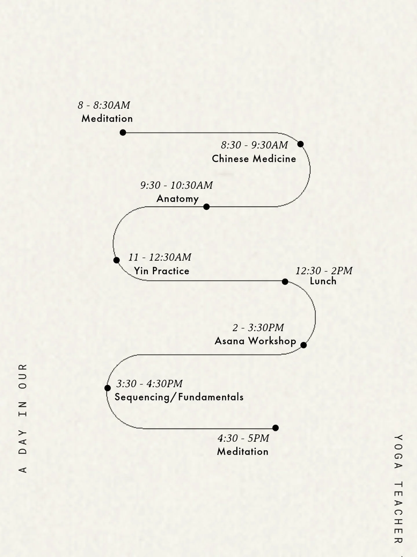 A TYPICAL DAY IN OUR YIN YTT 🤎

Each training day is devoted to one of the Five Elements. We begin with a nourishing Yin practice to awaken and balance the corresponding meridian lines, gently setting the tone for the day ahead.

From there, we dive